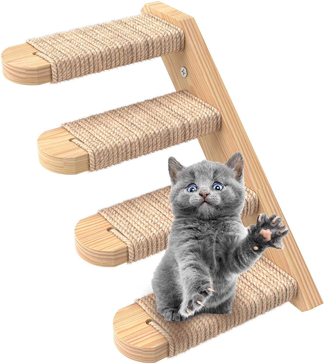 Skywin Cat Steps - Solid Rubber Wood Cat Stairs Great for Scratching and Climbing - Easy to Install Wall Mounted Cat Shelves for Playful Cats (Brown, Right to Left) Animals & Pet Supplies > Pet Supplies > Cat Supplies > Cat Furniture Skywin Wood Right-Left