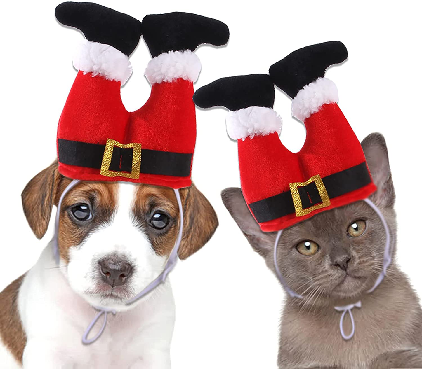 Cat & Puppy Santa Pants Hat Christmas Funny Costume Animals & Pet Supplies > Pet Supplies > Cat Supplies > Cat Apparel Hmxpls