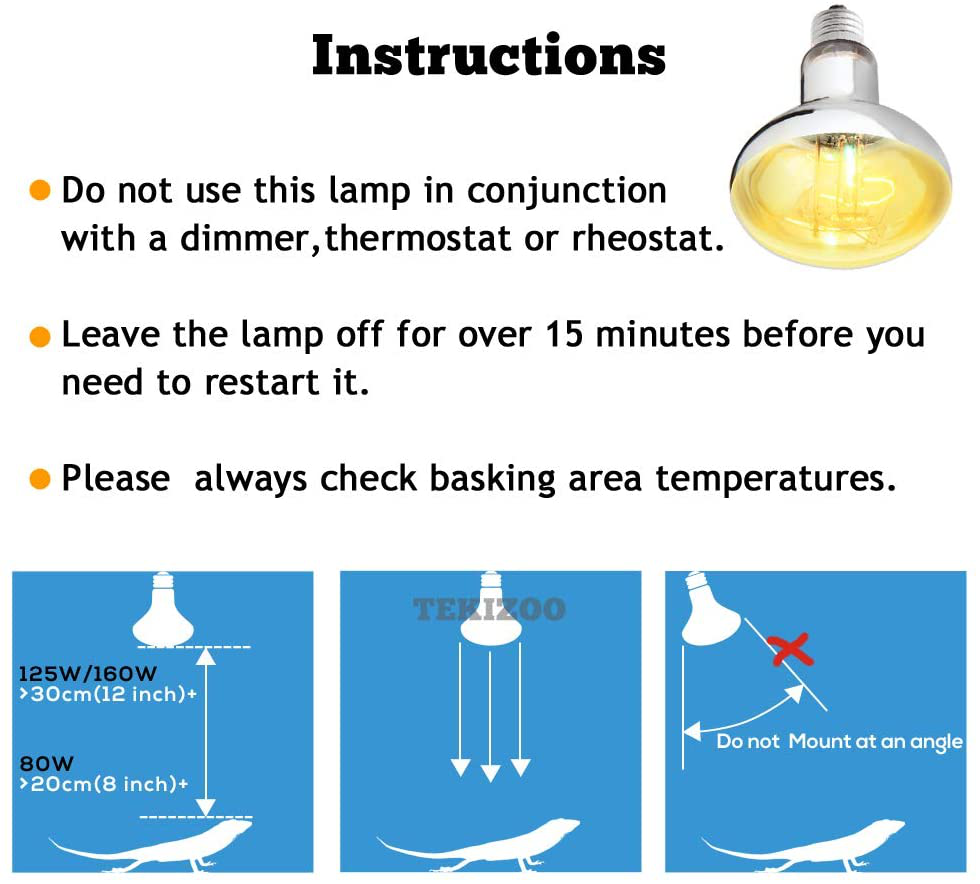 TEKIZOO UVA UVB Sun Lamp High Intensity Self-Ballasted Heat Basking Lamp/Light/Bulb for Reptile and Amphibian (125W) Animals & Pet Supplies > Pet Supplies > Reptile & Amphibian Supplies > Reptile & Amphibian Habitat Heating & Lighting TEKIZOO