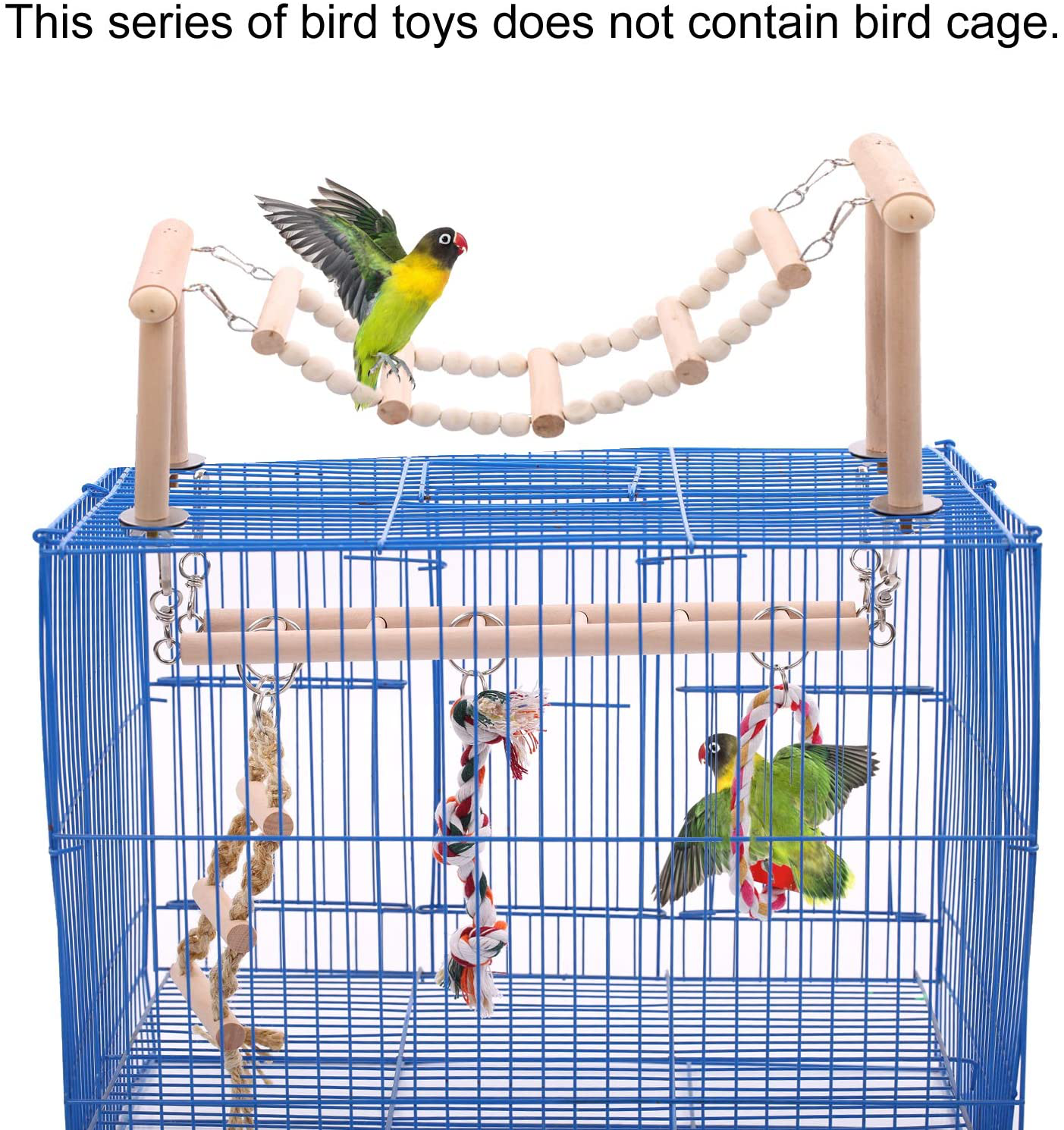 SAWMONG Bird Parrot Toys Bird Perch Stand Pet Birds Swing Climbing Ladder with Chewing Toys Playground Accessories for Small Parakeets Cockatiels Conures Lovebirds Animals & Pet Supplies > Pet Supplies > Bird Supplies > Bird Ladders & Perches SAWMONG