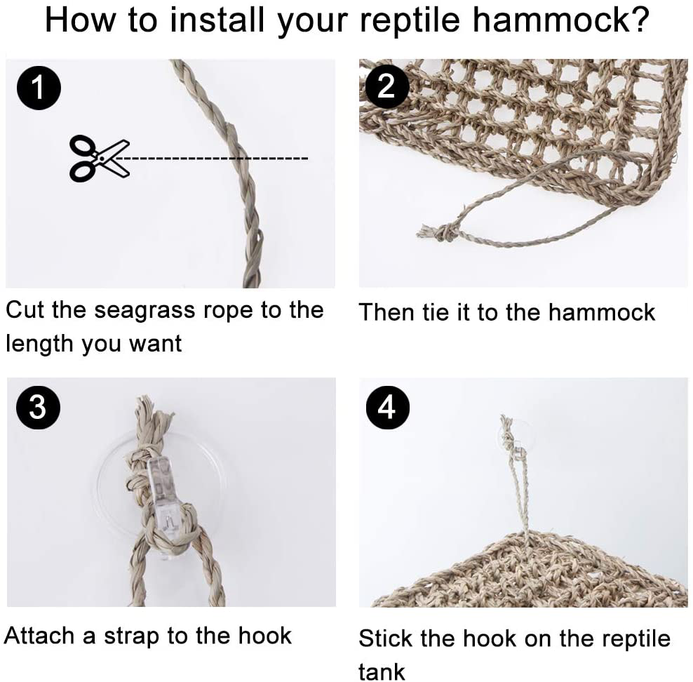 AUBBC Bearded Dragon Hammock, 100% Natural Seagrass Triangular Lizard Lounger with Jungle Climber Vines Reptile Leaves Hooks for Geckos, Anoles, Snakes and More (12.5 X16.5 Inch) Animals & Pet Supplies > Pet Supplies > Reptile & Amphibian Supplies > Reptile & Amphibian Substrates AUBBC