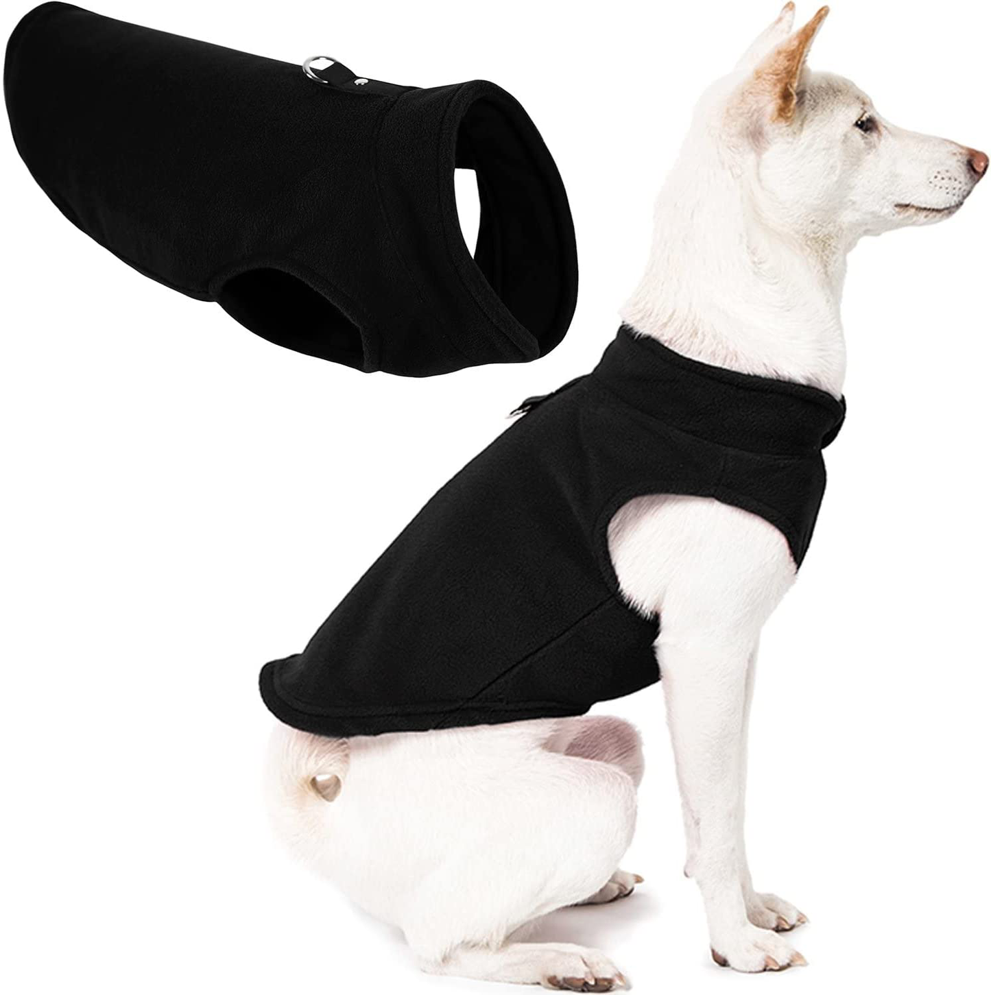 Gooby Fleece Vest Dog Sweater - Warm Pullover Fleece Dog Jacket with Leash Attachment - Winter Small Dog Sweater Coat - Cold Weather Dog Clothes for Small Dogs Boy or Girl for Indoor and Outdoor Use Animals & Pet Supplies > Pet Supplies > Dog Supplies > Dog Apparel Gooby Black Medium chest (~16")