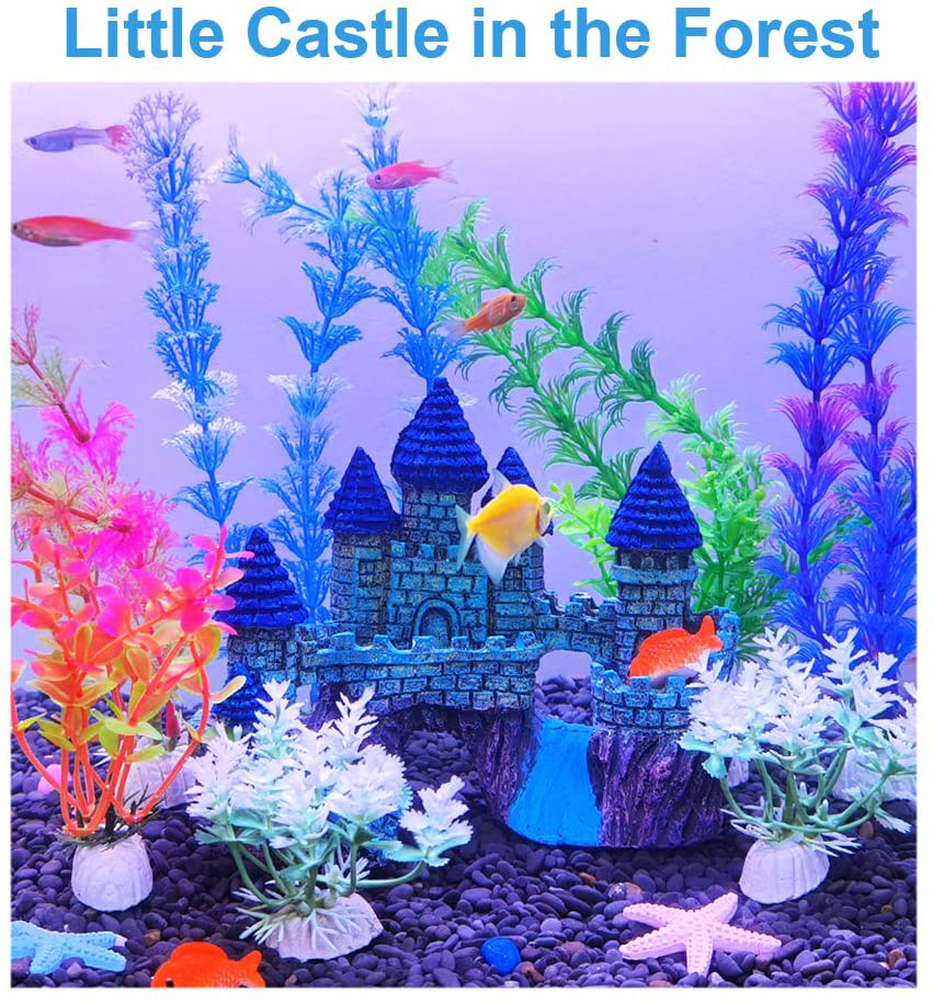 Bumiews Aquarium Decorations Castle Accessories Plastic Plants - 15 Pack Fish Tank Decoration Castle Barrel Hideouts Fish House and Cave Artificial Plants Ornament Anemone Starfish Small Animals & Pet Supplies > Pet Supplies > Fish Supplies > Aquarium Decor Quark Dance