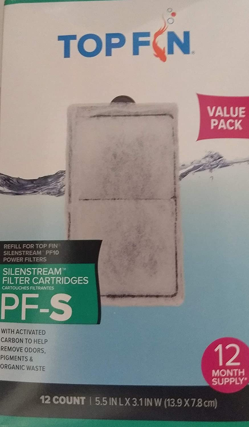 Top Fin Silenstream PF-S Refill for PF10 Power Filters 5.5In X 3.1- (12 Count) 1 Year Supply Animals & Pet Supplies > Pet Supplies > Fish Supplies > Aquarium Filters Generic