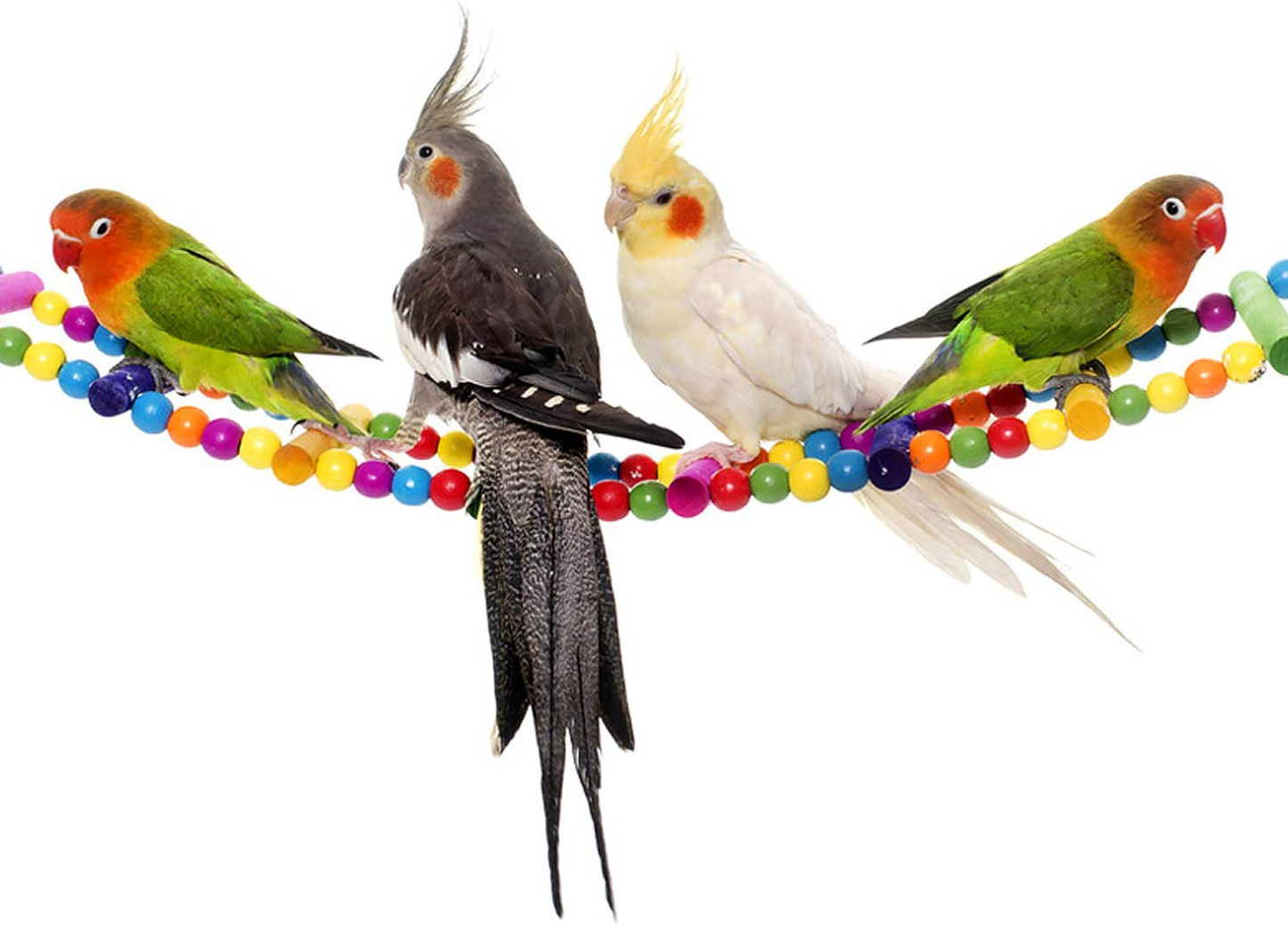 Bird Parrot Toys Ladders Swing Chewing Toys Hanging Pet Bird Cage Accessories Hammock Swing Toy for Small Parakeets Cockatiels, Lovebirds, Conures, Macaws, Lovebirds, Finches Animals & Pet Supplies > Pet Supplies > Bird Supplies > Bird Cage Accessories CoCogo 22 inch 8 Ladders