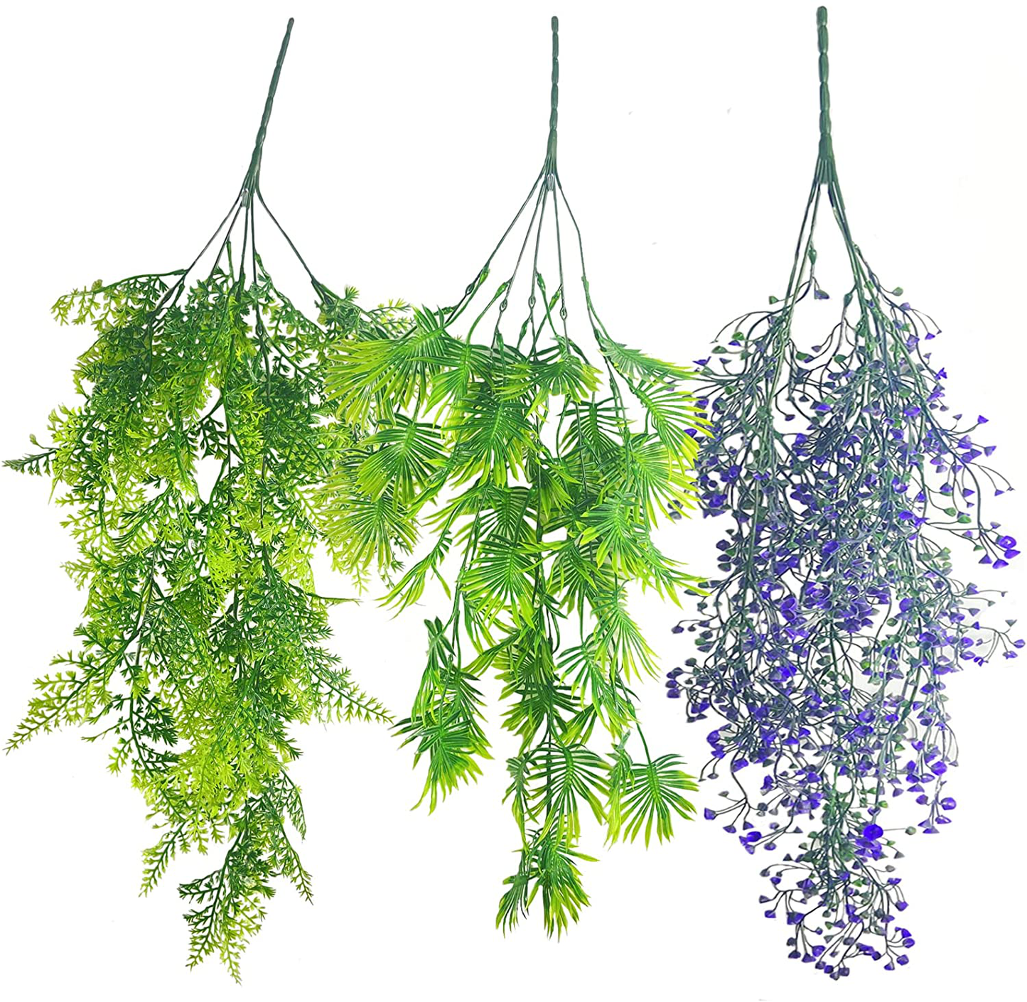 HERCOCCI 2 Pack Reptile Plants, Terrarium Hanging Plants Vines Artificial Leaves Habitat Decorations with Suction Cup for Bearded Dragon Hermit Crab Lizard Snake Geckos Chameleon Animals & Pet Supplies > Pet Supplies > Reptile & Amphibian Supplies > Reptile & Amphibian Habitats HERCOCCI 3 Colors