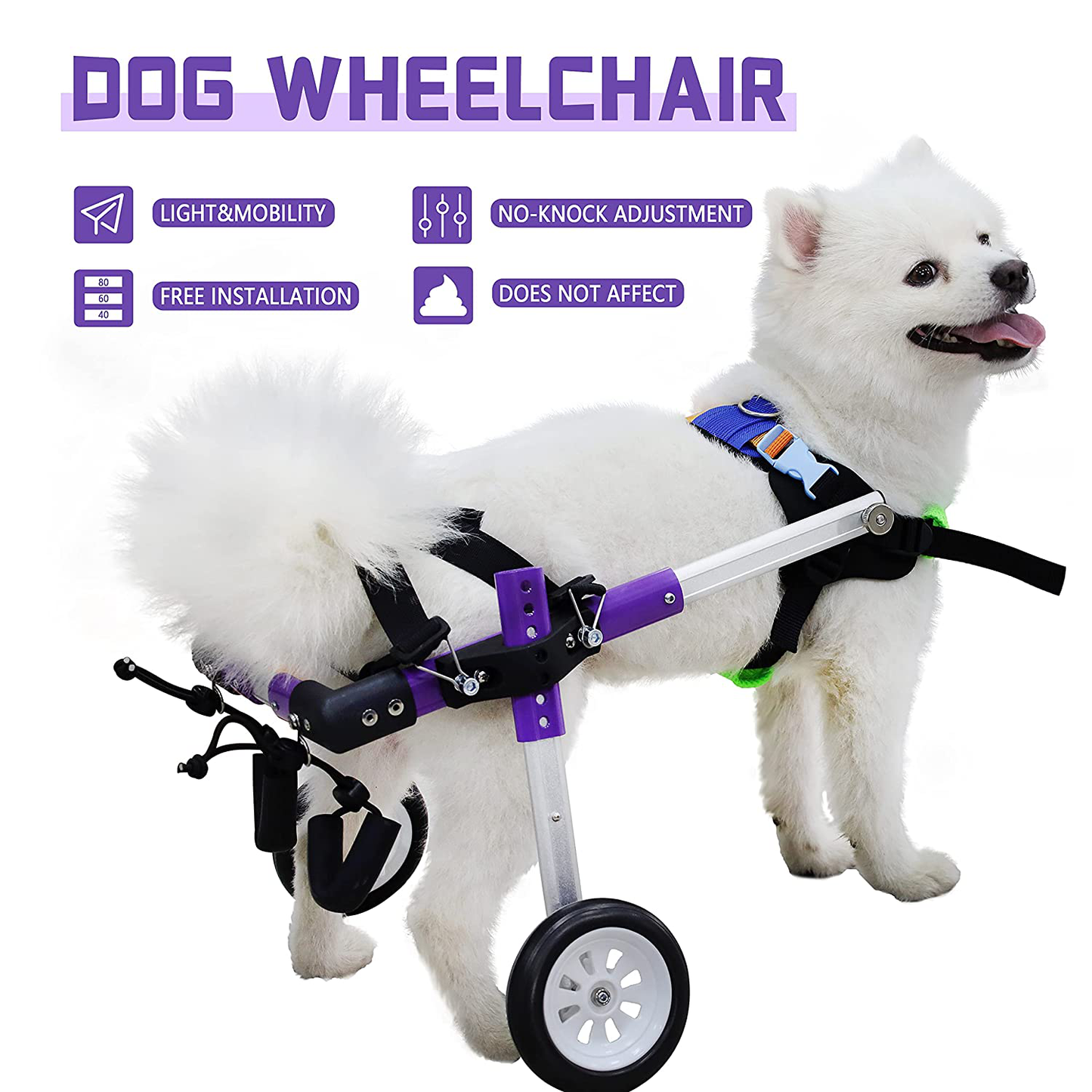 Heobam Dog Wheelchair for Dog, Adjustable Dog Wheelchair for Hind Legs Rehabilitation, Pet Rehabilitation Cart, Handicap Wheels for Dogsc, Convenient Dog Wheelchair, Small Dogs (XS) Animals & Pet Supplies > Pet Supplies > Dog Supplies > Dog Treadmills HeoBam