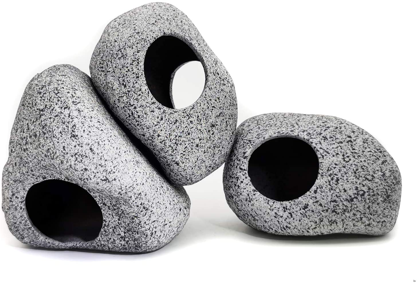 JIH Aquarium Decorations Rock, Ceramic Shelters - Shrimp Habitat, Breeding Tube, Hiding Cave, Stackable Fish Tank Decor Cave for Hiding, Betta Fish Animals & Pet Supplies > Pet Supplies > Fish Supplies > Aquarium Decor JIH J101+J001x2