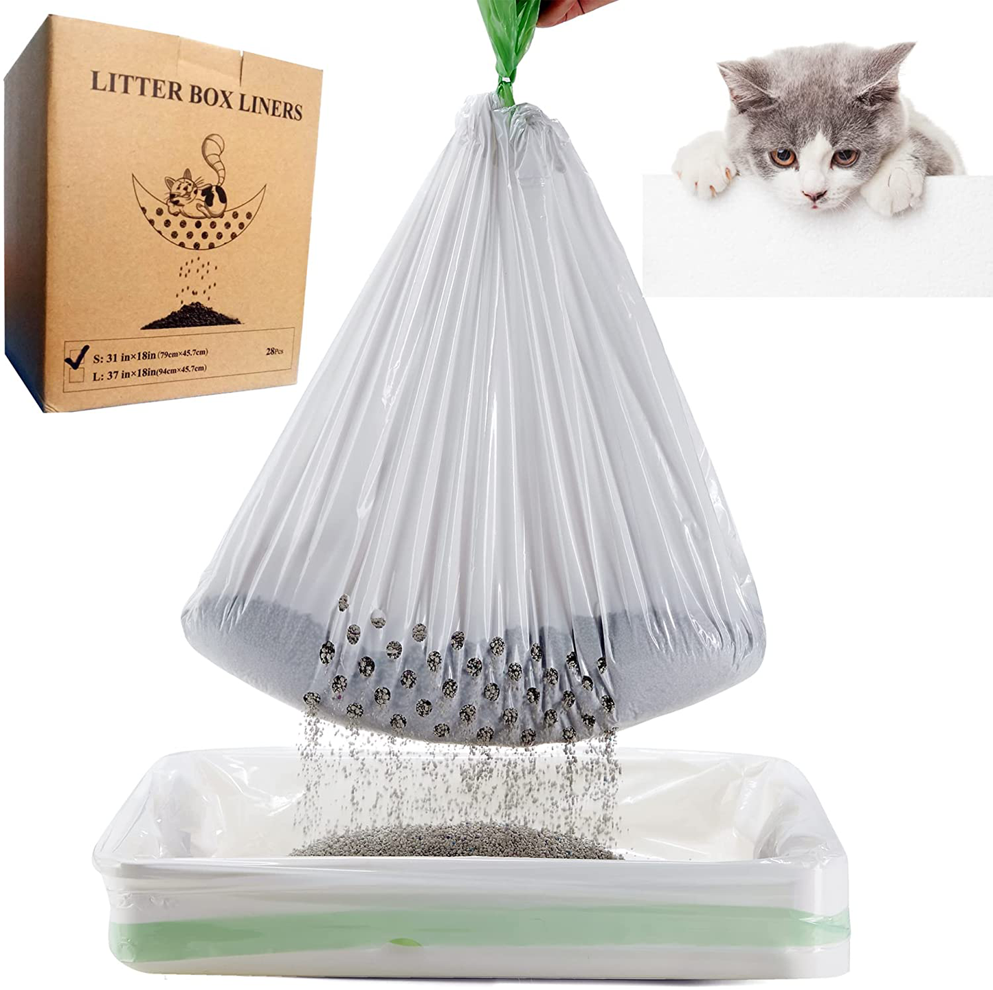Gefryco Sifting Cat Litter Box Liners Waste Litter Bags for Pet Cats Pan Liners Extra Thick 2 Mil (28 Count - 37" X 18") Animals & Pet Supplies > Pet Supplies > Cat Supplies > Cat Litter Box Liners Gefryco 28 Count - 31" x 18"  
