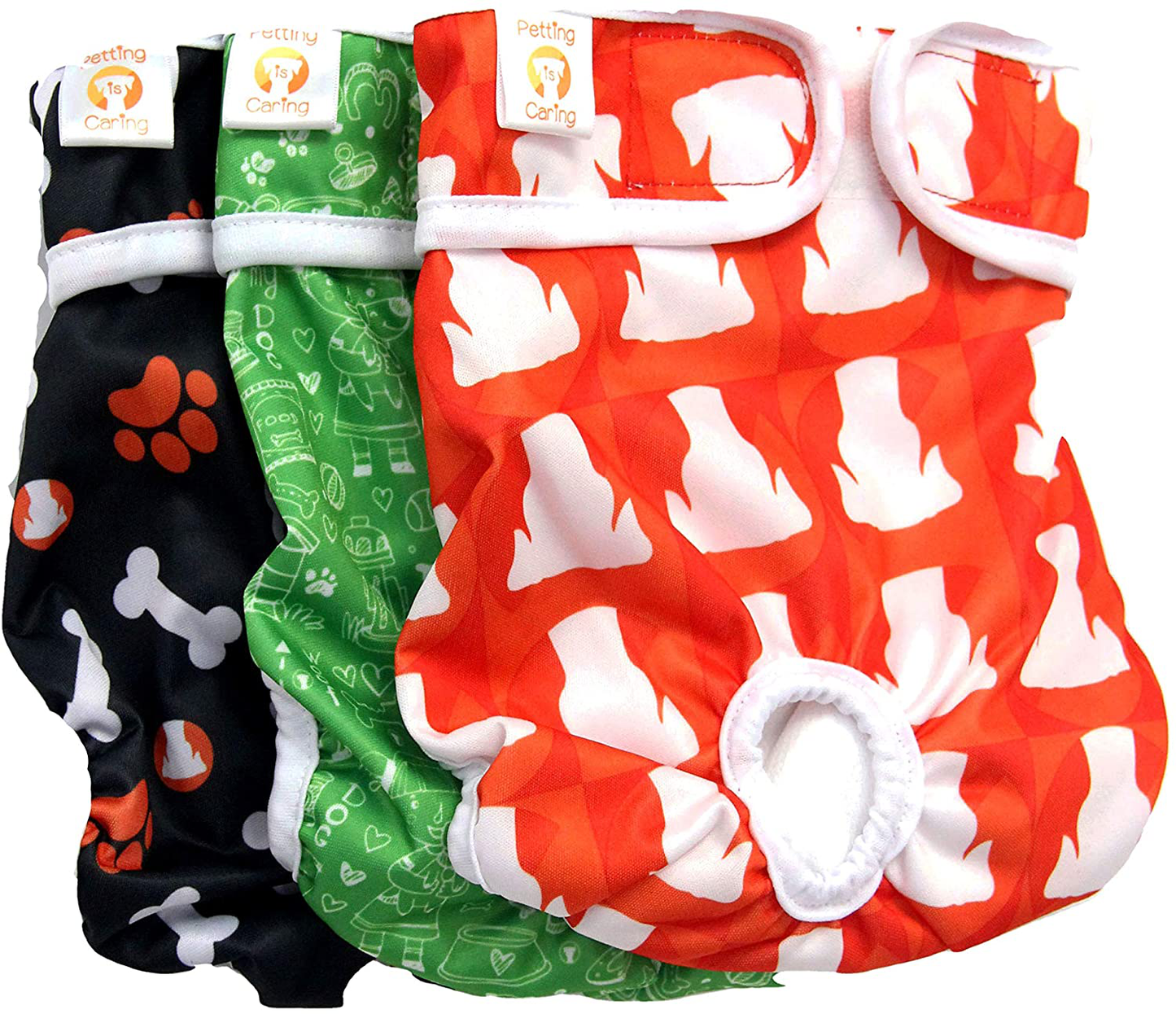 PETTING IS CARING Dog Diapers Washable & Reusable Female and Male Dog Diapers Materials Durable Machine Washable Solution for Pet Incontinence and Long Travels - 3 Pack Set Animals & Pet Supplies > Pet Supplies > Dog Supplies > Dog Diaper Pads & Liners PETTING IS CARING NEW XS