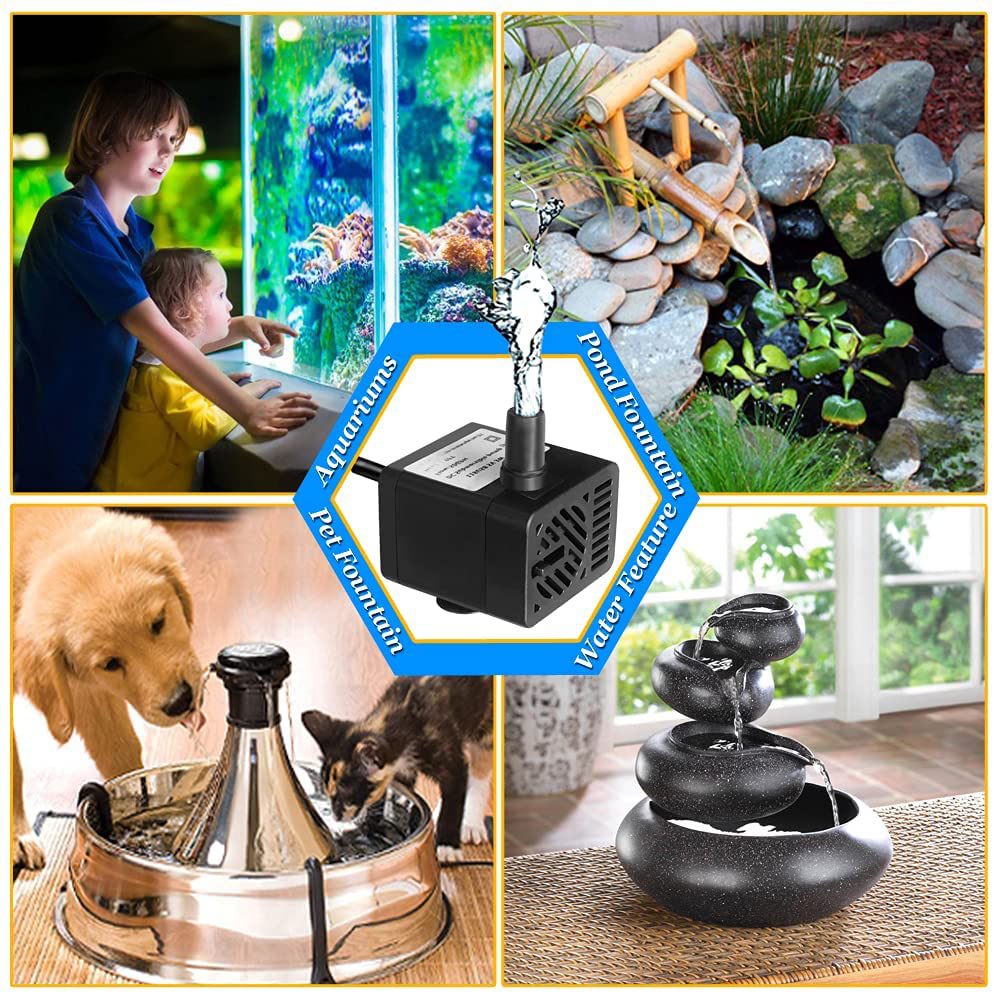 PULACO DC 5V USB Mini Submersible Water Pump for Pet Fountain, Aquarium Fish Tank, Pond, Fountain, Hydroponics Animals & Pet Supplies > Pet Supplies > Fish Supplies > Aquarium & Pond Tubing PULACO