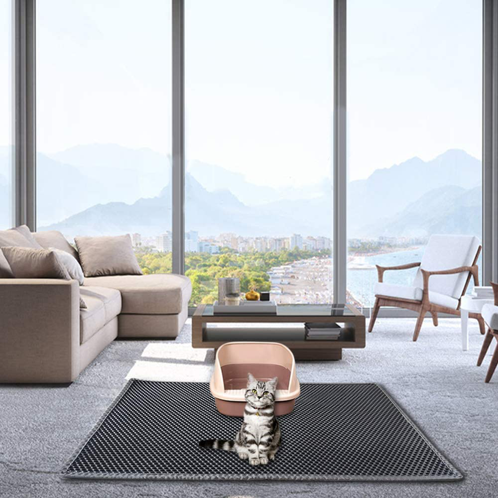 Kaxionage Cat Litter Mat, 30" X 24" Inch Kitty Litter Mat ,Cat Mat with Honeycomb Foldable Double Layer Litter Mat Design, Water & Urine Proof for Litter Boxes Animals & Pet Supplies > Pet Supplies > Cat Supplies > Cat Litter Box Mats kaxionage