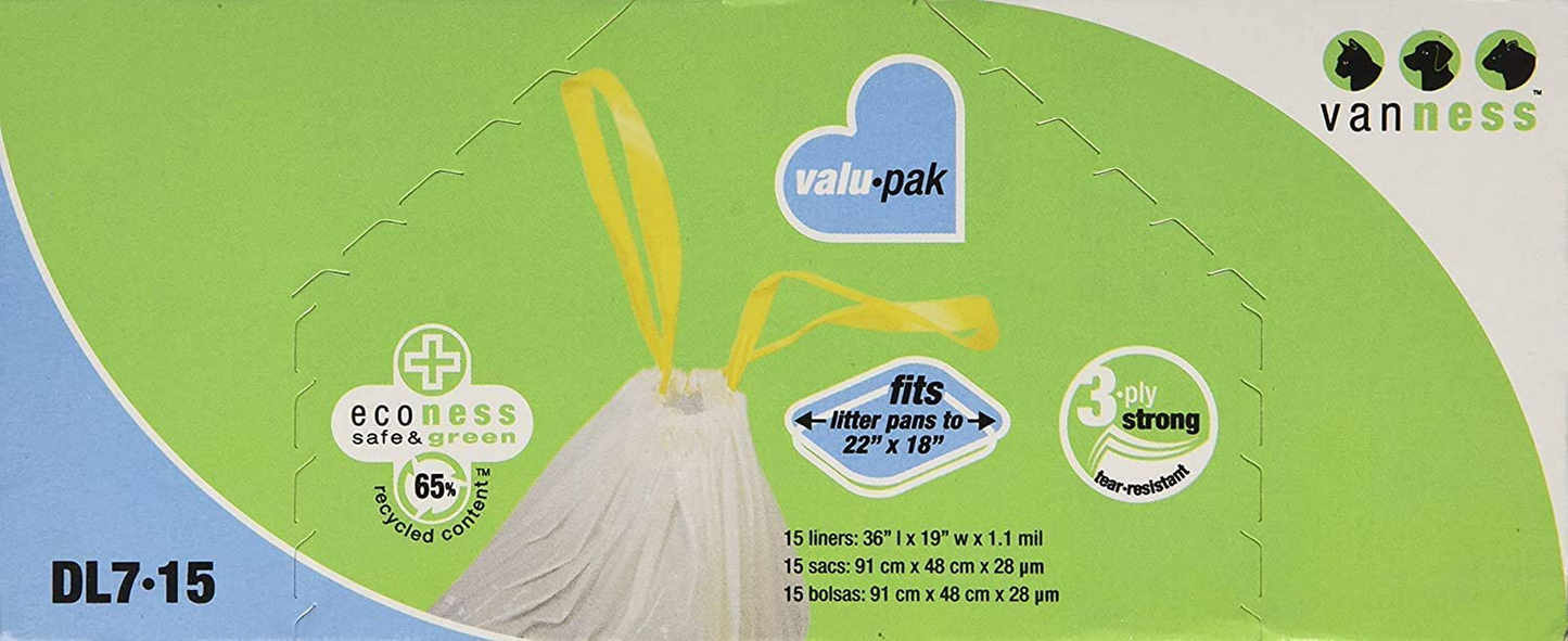 Van Ness DL715 Pureness Extra Giant Drawstring Cat Pan Liner, 45-Count (3 X 15 Count Boxes) Animals & Pet Supplies > Pet Supplies > Cat Supplies > Cat Litter Box Liners Van Ness