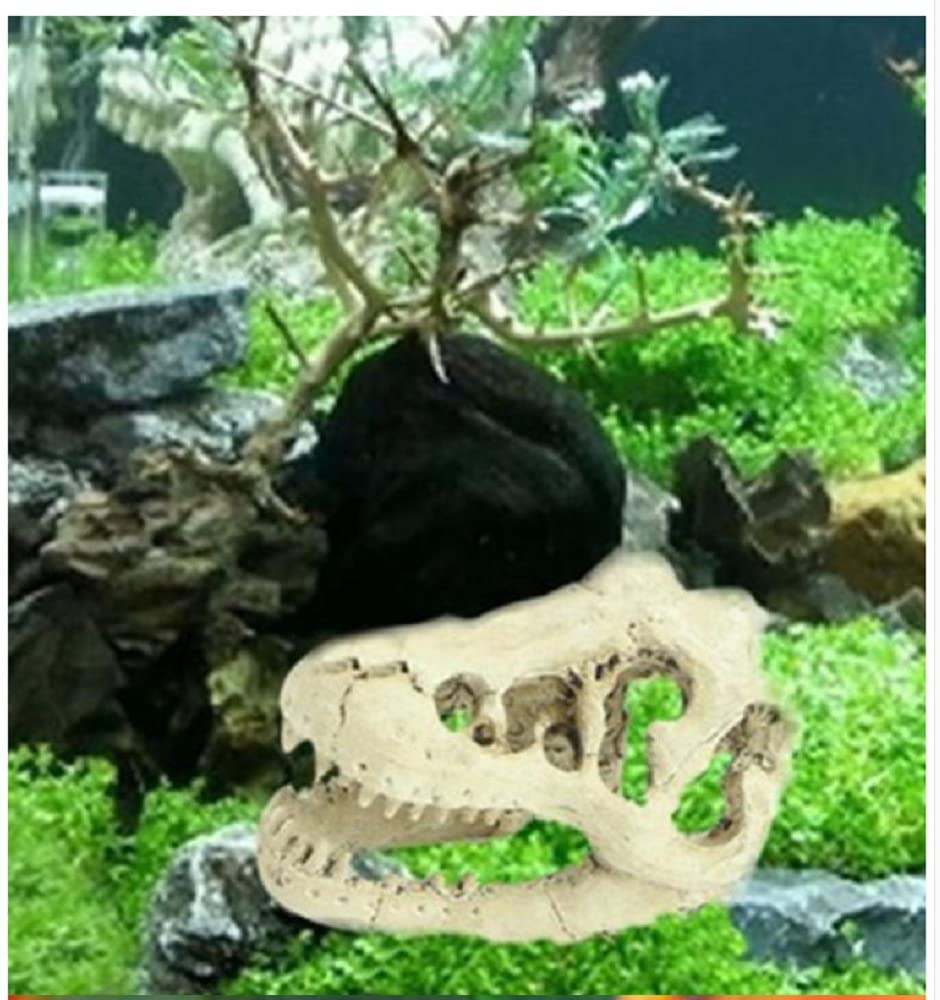 Aquarium Decoration Skeleton Hole Resin Artificial Dinosaur Skull Skeleton Ornament - Fish Tank Small Skull Aquarium Decorations Cave Landscape Pet Reptile House Animals & Pet Supplies > Pet Supplies > Fish Supplies > Aquarium Decor Hewnda