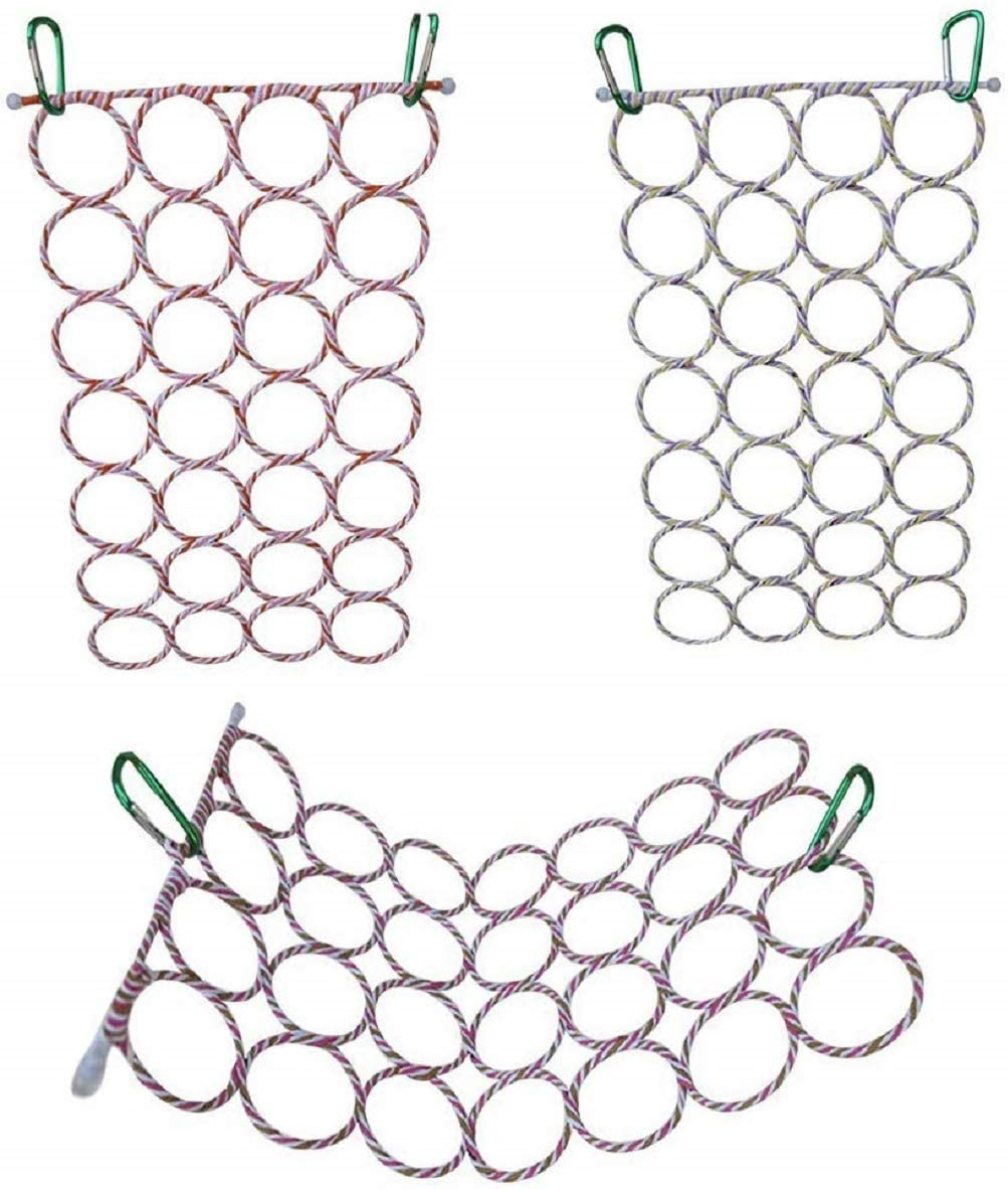 Parrot Climbing Hammock Net Bird Bed Perch Cotton Hemp Rope Swing Ladder Chew Toy Cage Accessories for Parakeet Cockatiel Cockatoo African Grey Macaw Lovebird Finch Canary Animals & Pet Supplies > Pet Supplies > Bird Supplies > Bird Cage Accessories Litewoo