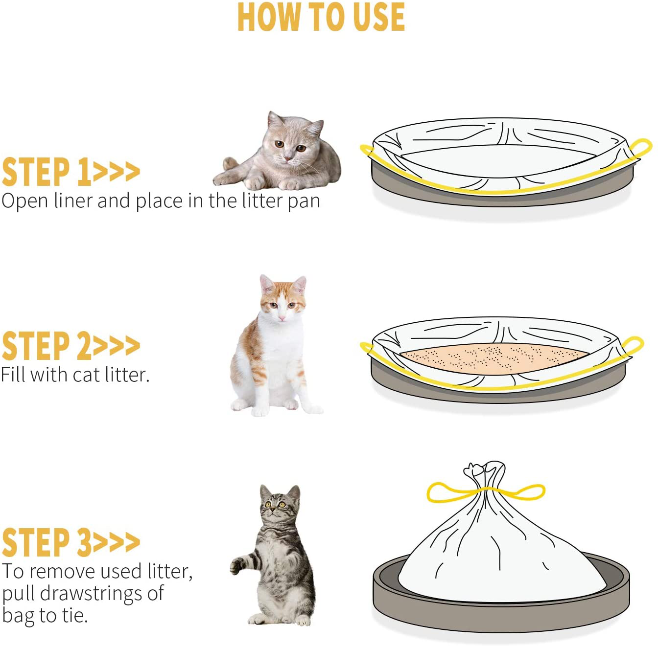 KONE Cat Litter Box Liners,20 COUNT Drawstring Kitty Litter Pan Bags Giant Cat Litter Bags Extra Durable Pet Cat Supplies, 45 Inch-18 Inch Animals & Pet Supplies > Pet Supplies > Cat Supplies > Cat Litter Box Liners KONE