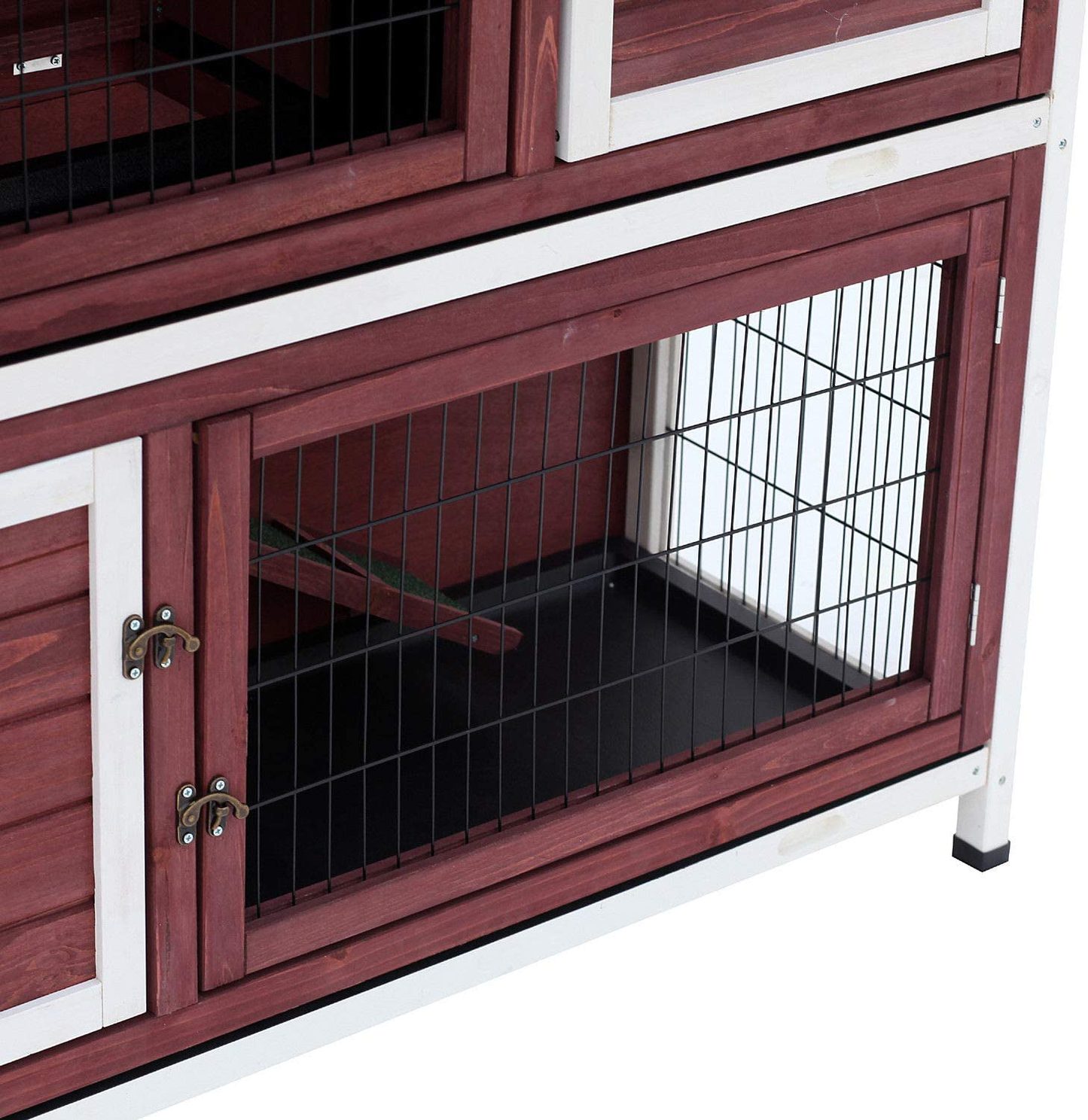 Pawhut 48" 2-Story Elevated Wooden Rabbit Hutch Small Animal Habitat Guinea Pig House with Weatherproof & Openable Top Animals & Pet Supplies > Pet Supplies > Small Animal Supplies > Small Animal Habitats & Cages PawHut