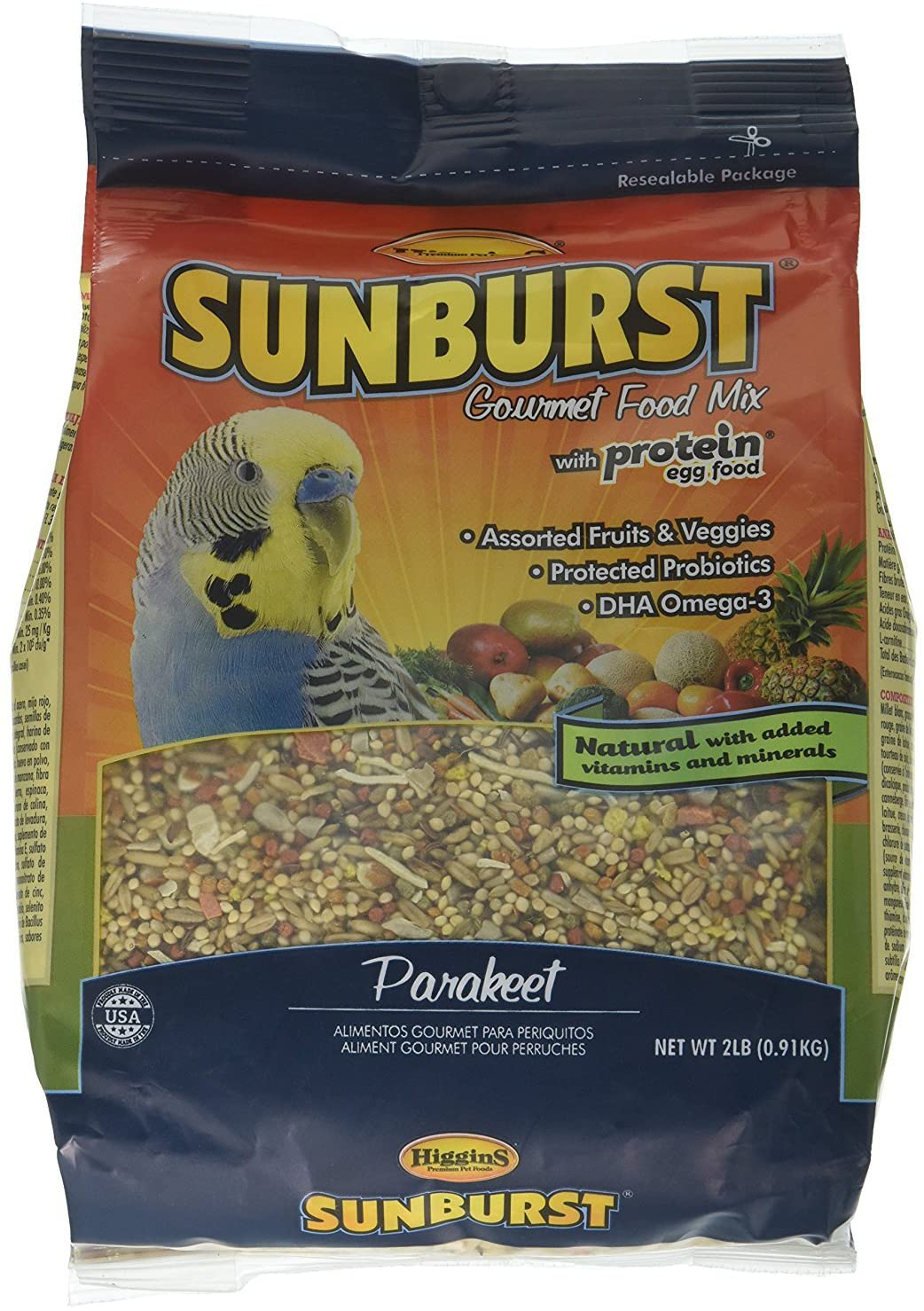 Higgins Sunburst Parakeet Bird Food Gourmet Blend Parakeet Bird Food Mix 2 Lb. Bag. Fast Just Jak'S Pet Market Animals & Pet Supplies > Pet Supplies > Bird Supplies > Bird Food Higgins