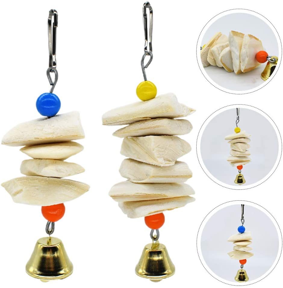 TEHAUX Cuttlebone Toys for Birds- 2 Pack Parrot Toys Chewing Bird Toy Cuttlebone Beak Grinding Cage Hanging Bell Toys for African Greys Amazon Conure Eclectus Budgies Parakeet Cockatiel, 2 Pack Animals & Pet Supplies > Pet Supplies > Bird Supplies > Bird Toys TEHAUX