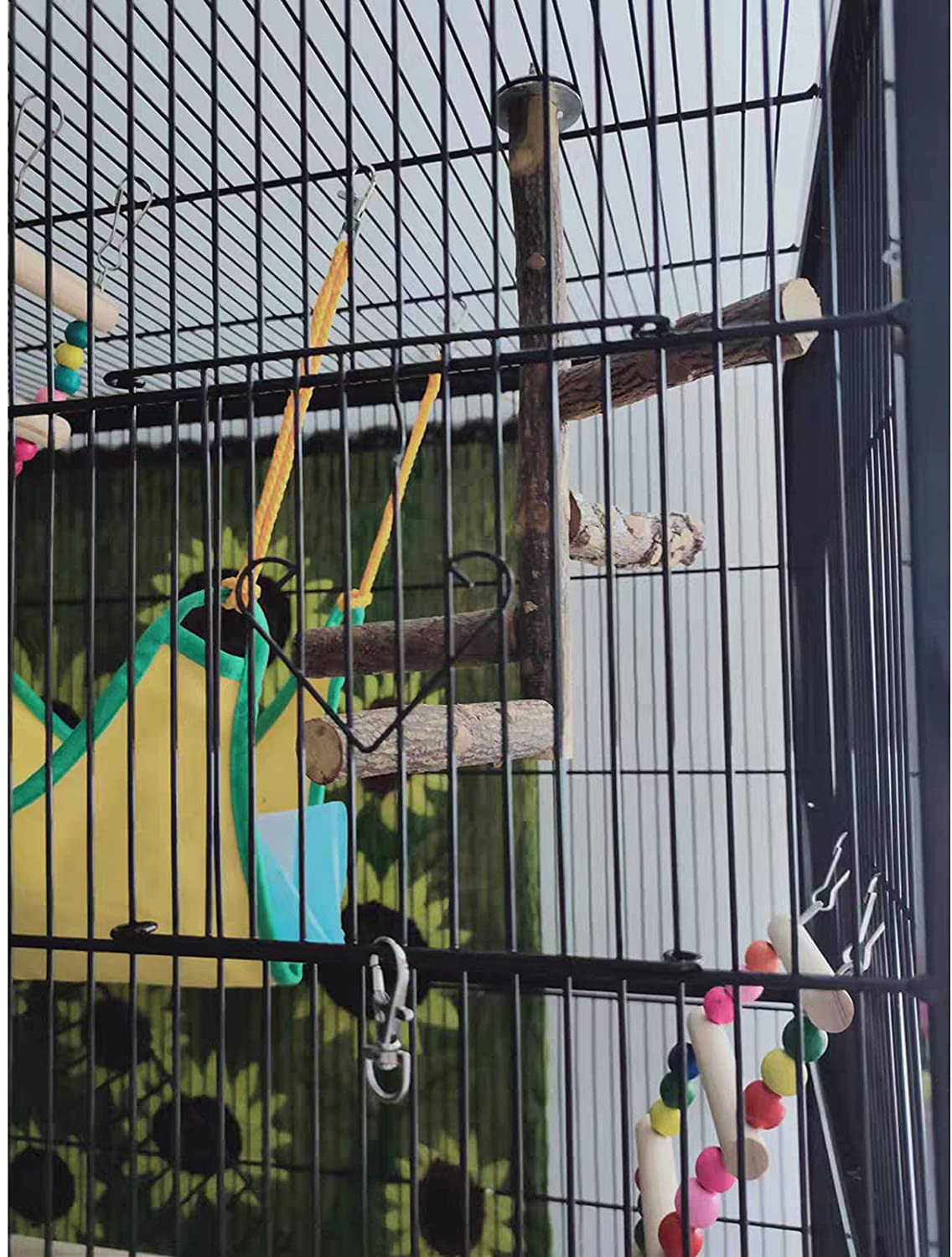 Anjmd Natural Wood Bird Perch Stand Bird Perch Stand Toy Hanging Multi Branch Perch Bird Cage Branch Perch Accessories for 3-4Pcs Small Medium Parrots,Parakeets Cockatiels,Conures,Macaws,Love Birds Animals & Pet Supplies > Pet Supplies > Bird Supplies > Bird Cage Accessories Anjmd