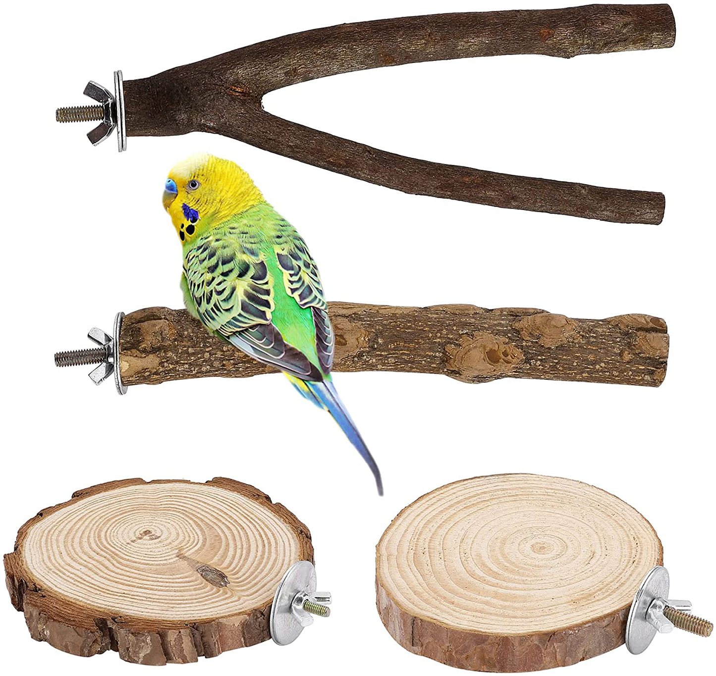 Mogoko Natural Wood Bird Perch Stand, Hanging Multi Branch Perch for Parrots, Parakeets Cockatiels, Conures, Macaws , Love Birds, Finches Animals & Pet Supplies > Pet Supplies > Bird Supplies > Bird Ladders & Perches Mogoko Style 7