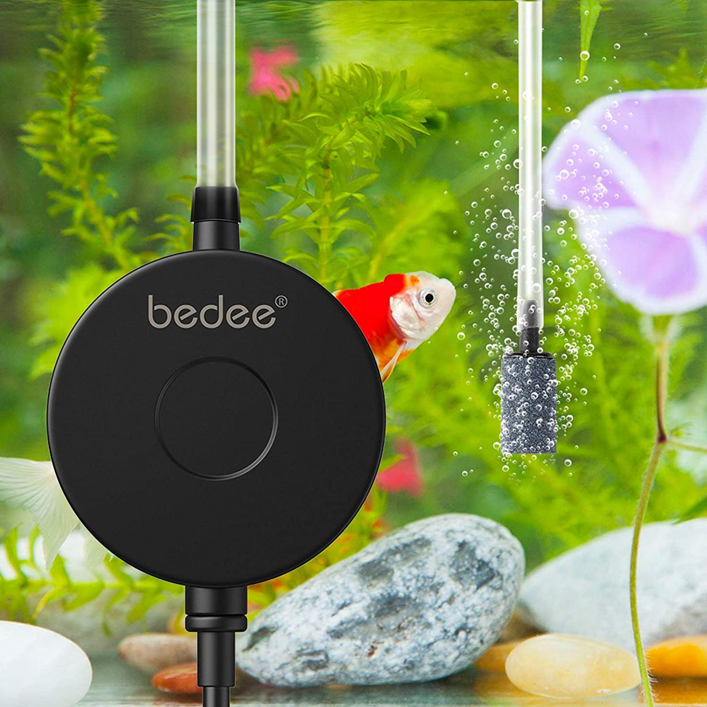 Bedee Aquarium Air Pump, Quiet Fish Tank Air Pump, Small Oxygen Pump for Fish Tank 1-15 Gallon with Air Stone Silicone Tube, 1W Animals & Pet Supplies > Pet Supplies > Fish Supplies > Aquarium Air Stones & Diffusers bedee Back Suction Cup