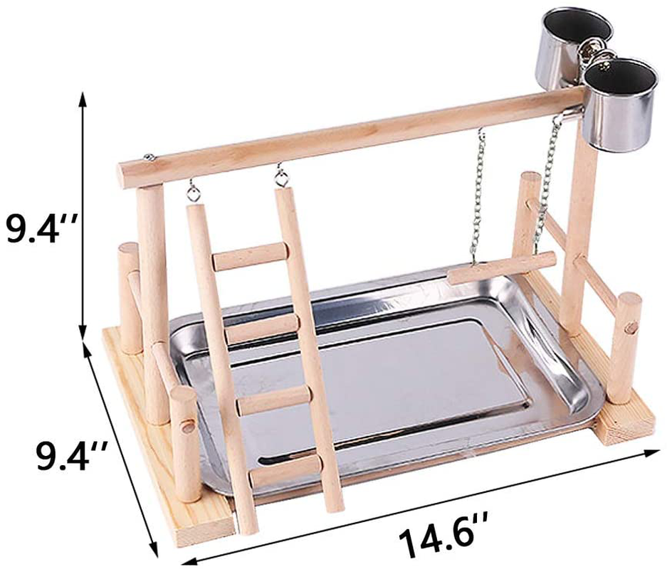 Hamiledyi Bird Playground,Parrot Play Stand Parakeet Activity Center Gym Training Stand with 2 Feeder Cups Ladder Swing Toys for Cockatiels Lovebirds Parakeets Parrots Conures Animals & Pet Supplies > Pet Supplies > Bird Supplies > Bird Gyms & Playstands Hamiledyi