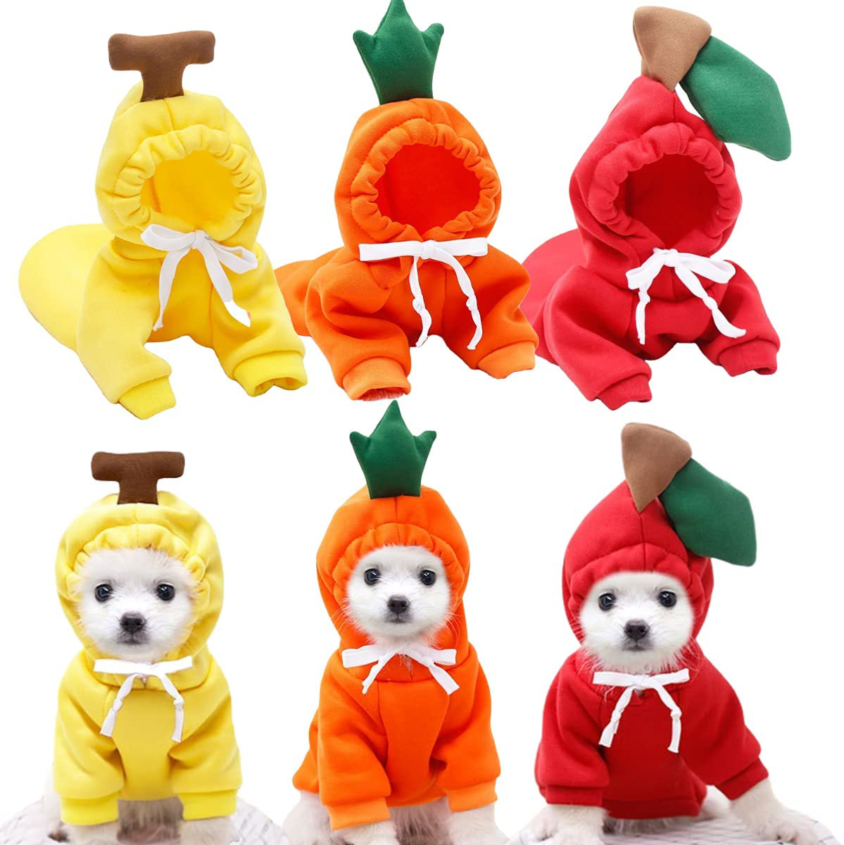 Dog Hoodie Sweatshirts Puppy Sweaters for Small Dogs Boy Girl for 1Lb To17.6Lb Dogs - Winter Fall Dog Clothes for Chihuahua Doggie Pet Cat Warm Fleece Coat Outfit Animals & Pet Supplies > Pet Supplies > Cat Supplies > Cat Apparel Yikeyo apple + Pineapple + Banana Large