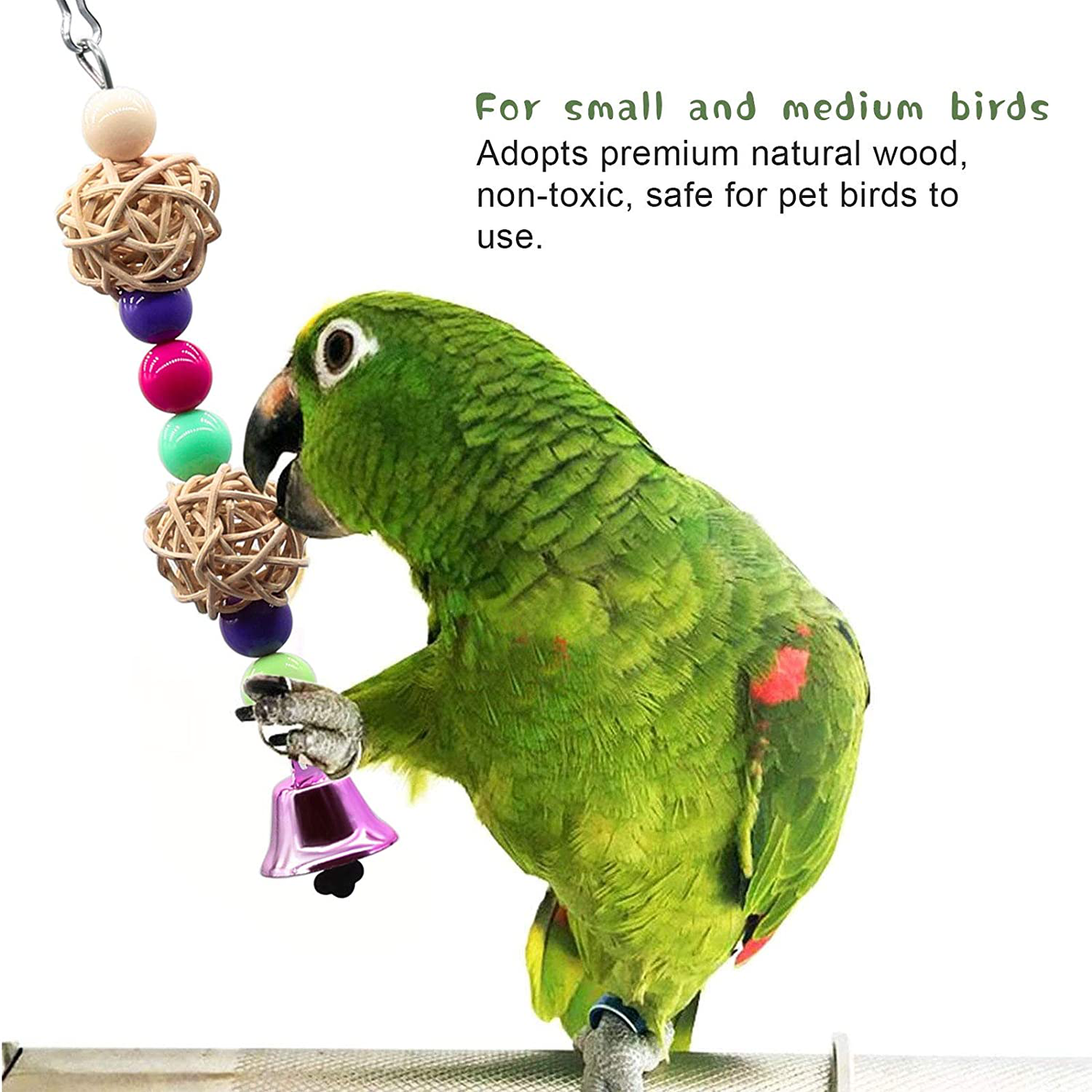 BWOGUE 5Pcs Bird Parrot Toys Hanging Bell Pet Bird Cage Hammock Swing Toy Hanging Toy for Small Parakeets Cockatiels, Conures, Macaws, Parrots, Love Birds, Finches Animals & Pet Supplies > Pet Supplies > Bird Supplies > Bird Cage Accessories BWOGUE