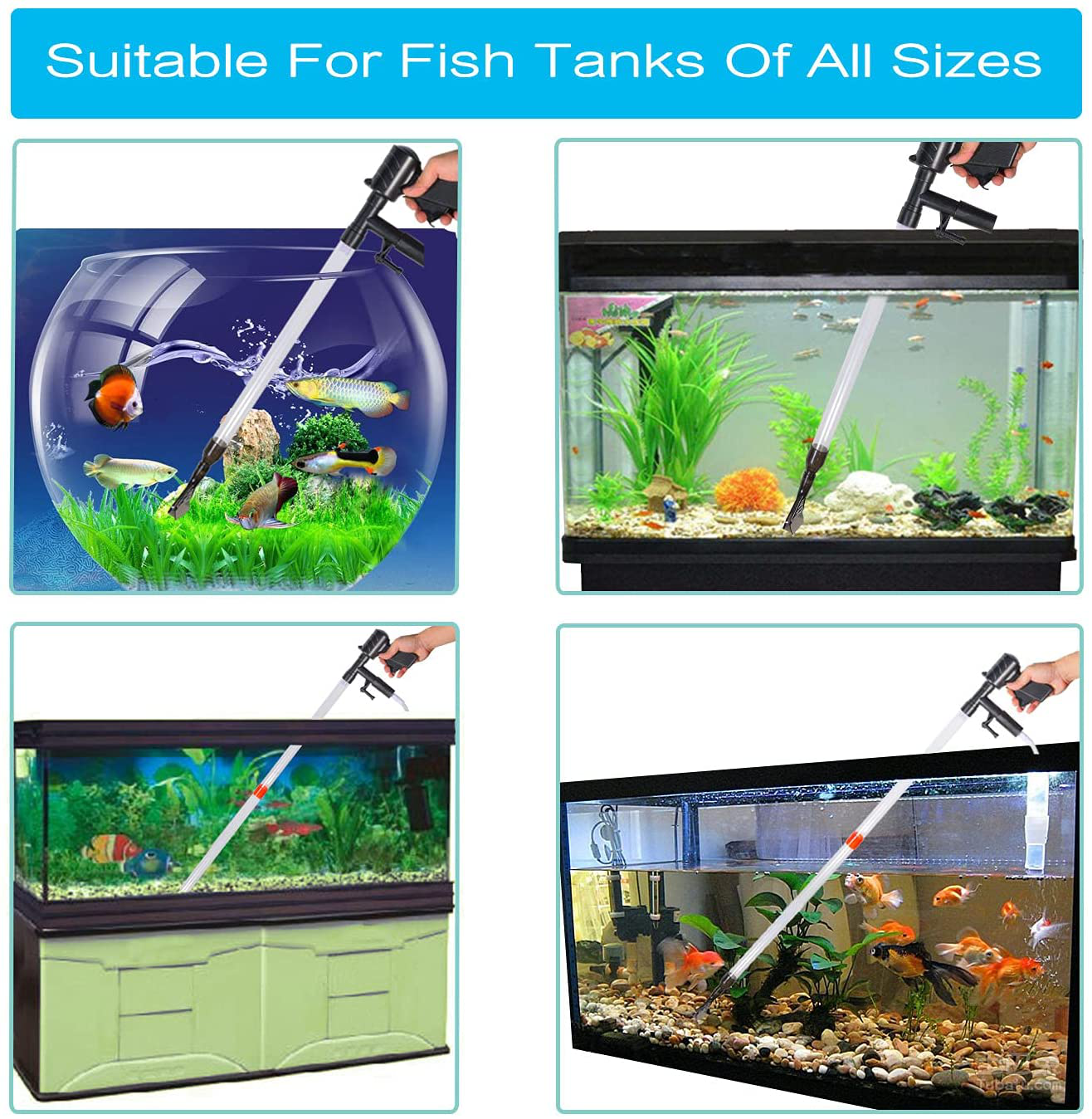 Arinbow Aquarium Gravel Cleaner, New Quick Water Changer with Air-Pressing Button Fish Tank Sand Aquarium Siphon Vacuum Cleaner with Adjustable Water Flow Controller (Upgrade Design), 7 Piece Set Animals & Pet Supplies > Pet Supplies > Fish Supplies > Aquarium Cleaning Supplies Arinbow