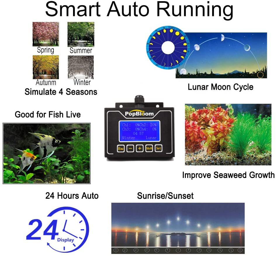 Popbloom T75 Freshwater Full Spectrum Led Aquarium Light Fish Tank Lamp Aquarium Lampe Led Lighting Animals & Pet Supplies > Pet Supplies > Fish Supplies > Aquarium Lighting PopBloom_USA