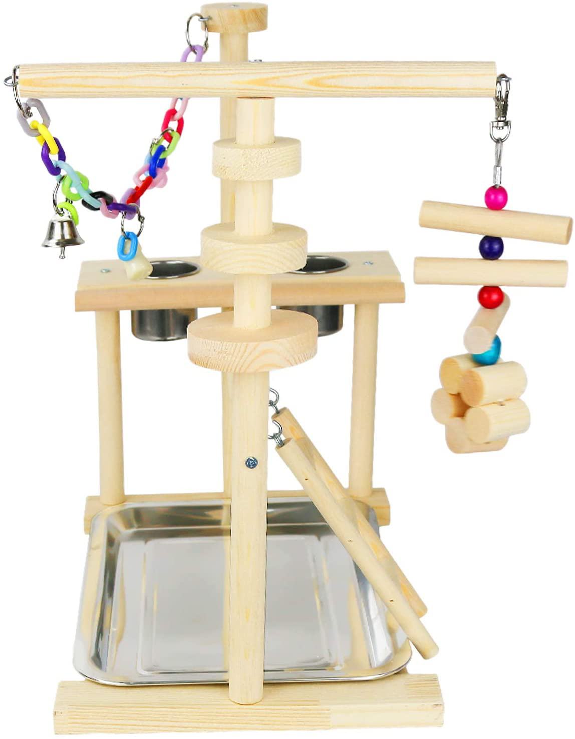 Lzttyee Bird Parakeet Playground Natural Wood Medium Bird Gym Stand Pet Parrot Perch Stand for Parrots Conure Lovebirds Animals & Pet Supplies > Pet Supplies > Bird Supplies > Bird Gyms & Playstands Lzttyee