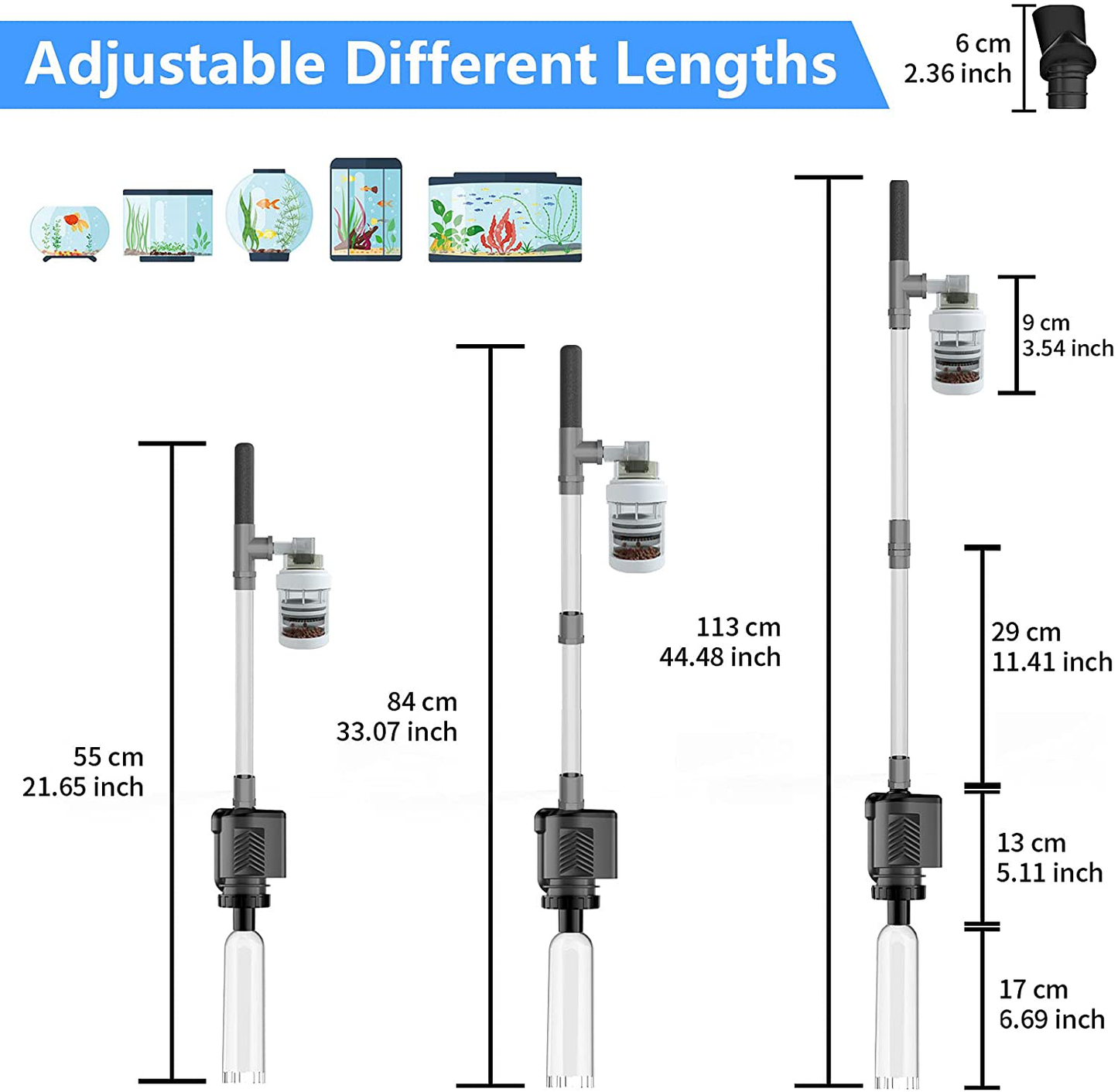 Hitauing Electric Aquarium Gravel Cleaner, 317GPH DC 24V/24W Automatic Fish Tank Cleaning Tool Set Removable Vacuum Water Changer Sand Washer Filter Changer Animals & Pet Supplies > Pet Supplies > Fish Supplies > Aquarium Cleaning Supplies HiTauing
