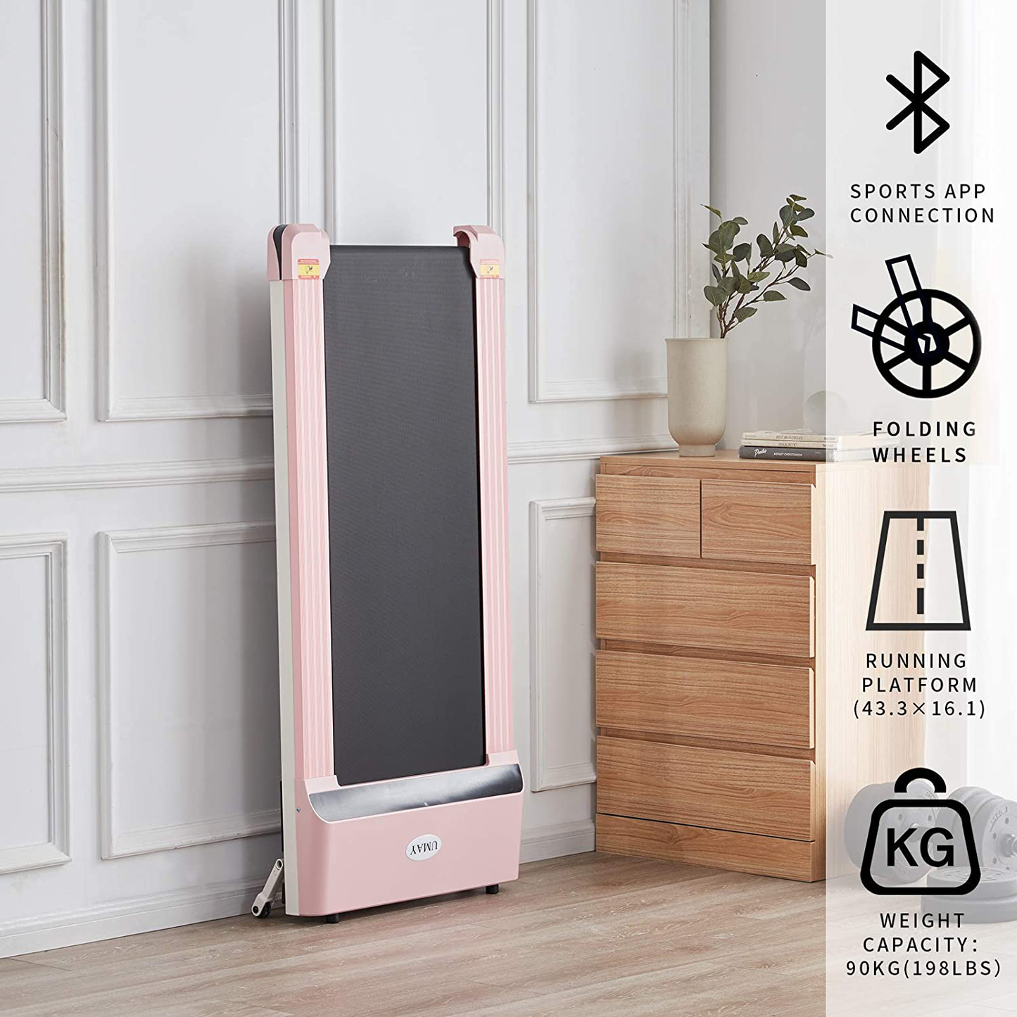 UMAY Portable Treadmill with Foldable Wheels, under Desk Walking Pad Flat Slim Treadmill, Sports App, Installation-Free, Remote Control, Jogging Running Machine for Home/Office Animals & Pet Supplies > Pet Supplies > Dog Supplies > Dog Treadmills UMAY