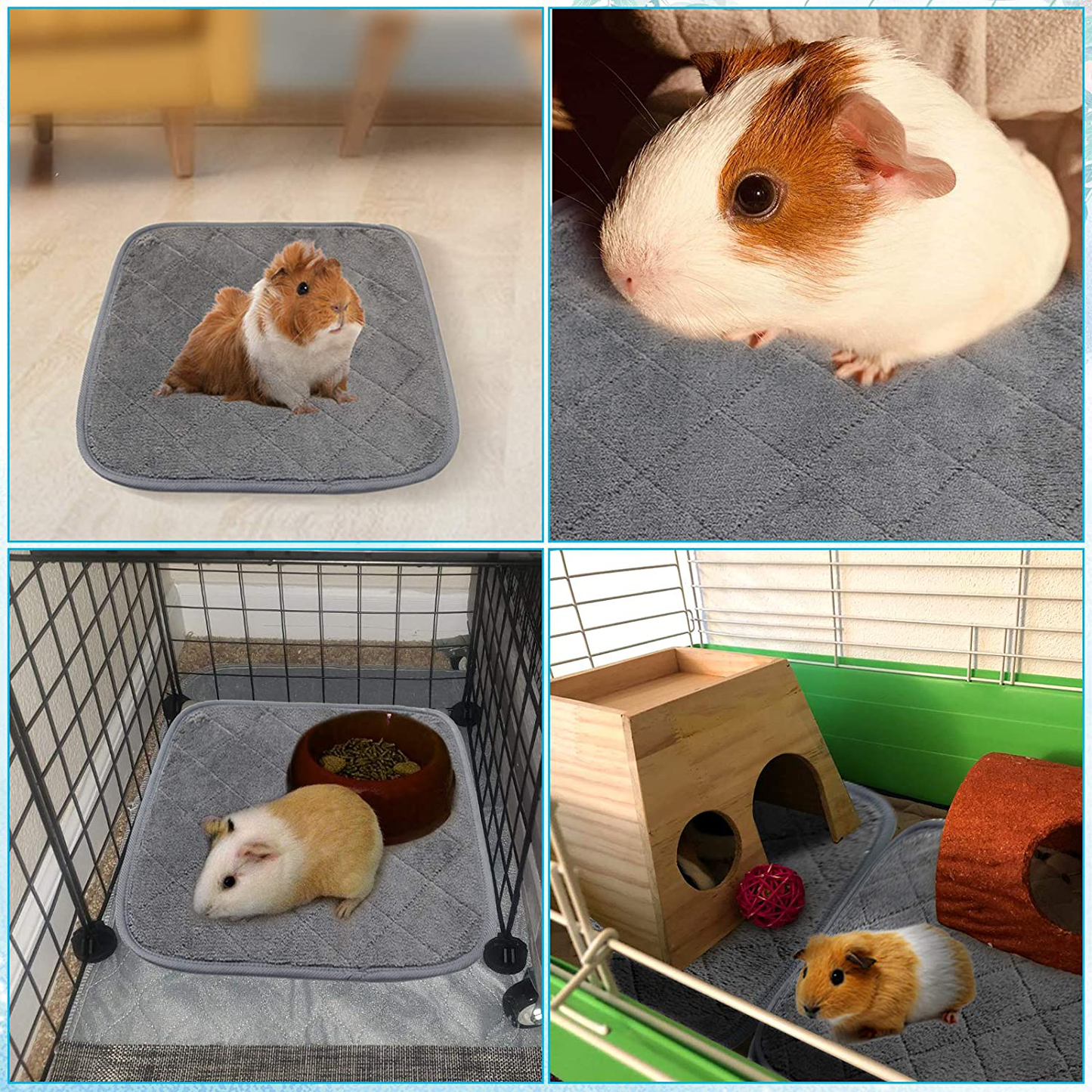 Rypet Guinea Pig Fleece Cage Liners - 4 Pack Washable Guinea Pig Pee Pads, Waterproof Reusable & anti Slip Guinea Pig Bedding Fast Absorbent Pee Pad for Small Animals 12"X 12" Animals & Pet Supplies > Pet Supplies > Small Animal Supplies > Small Animal Bedding Rypet