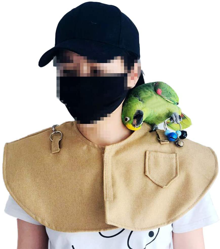 Parrot Anti-Scratch Shoulder Protector Hang Bird Anklet&Toys, Multi-Functional Pet Shoulder Pad Diaper Shawl for Small Medium Parakeets Cockatiels, Sun Conures, Macaws Love Birds, Finches Lovebird Animals & Pet Supplies > Pet Supplies > Bird Supplies > Bird Toys QBLEEV Yellow