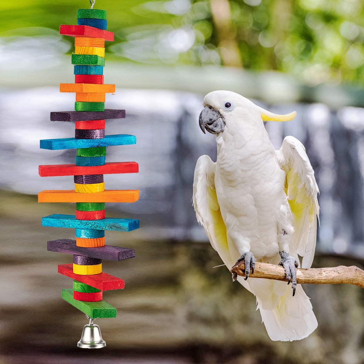 MEWTOGO 2Pcs Bird Parrot Chewing Sticks Toys- Multicolored Natural Wooden Blocks Suggested for Conures, Parakeets, Cockatiels, Lovebirds, African Grey and a Variety of Amazon Parrots Animals & Pet Supplies > Pet Supplies > Bird Supplies > Bird Toys MEWTOGO
