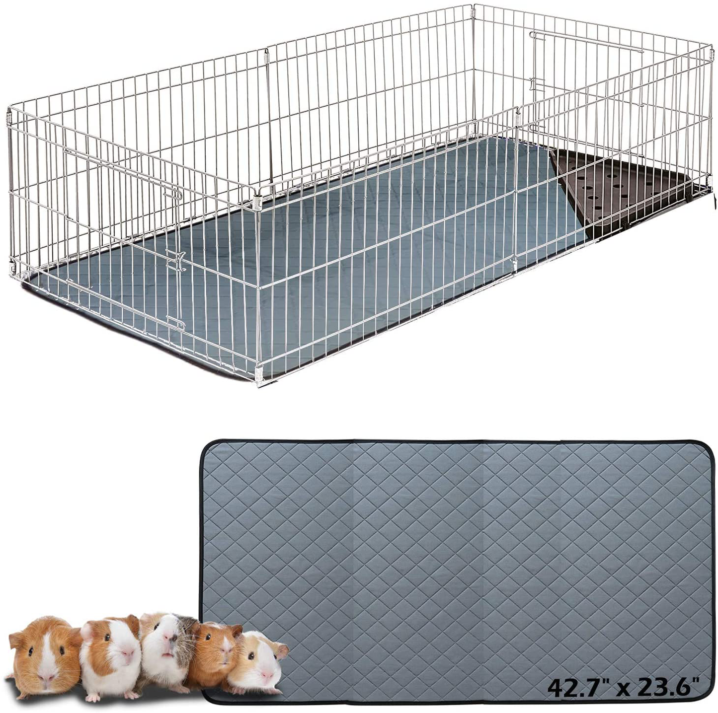 Bfuee Guinea Pig Cage Liners,Anti Slip Guinea Pig Bed&Waterproof Reusable,2 Pack Super Absorbent Guinea Pig Pee Pad for Small Animals,Washable Animals & Pet Supplies > Pet Supplies > Small Animal Supplies > Small Animal Bedding bfuee 1 PACK 47.2"x23.6"