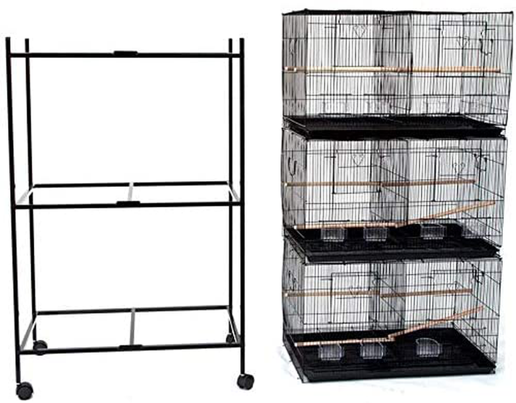 Seny Lot of 3 Large Bird Breeding Flight Cage 30X18X18 H with Divider Rolling Stand Animals & Pet Supplies > Pet Supplies > Bird Supplies > Bird Cages & Stands Seny Black