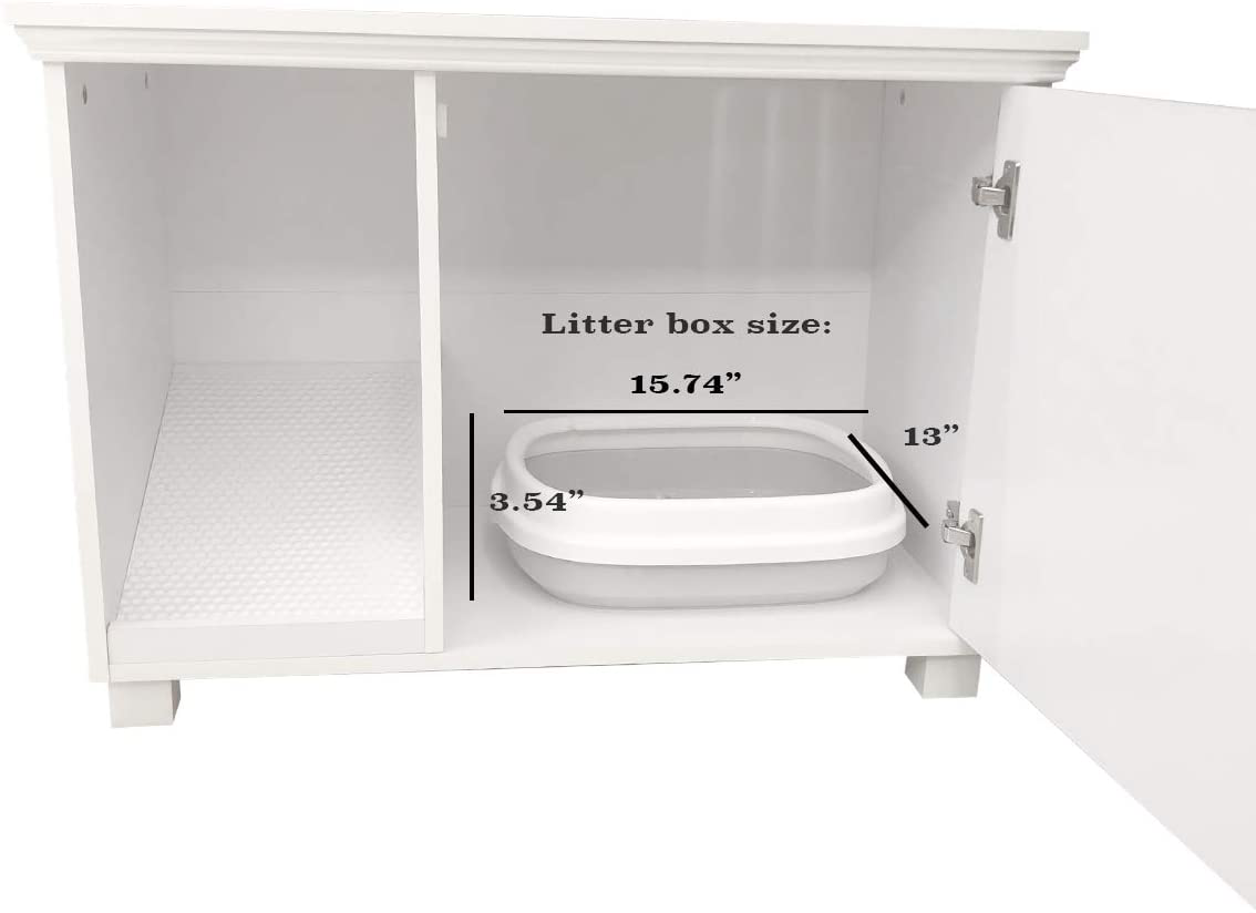 Roomfitters Cat Washroom Storage Bench Cat Litter Box Enclosure Furniture, White Animals & Pet Supplies > Pet Supplies > Cat Supplies > Cat Furniture roomfitters