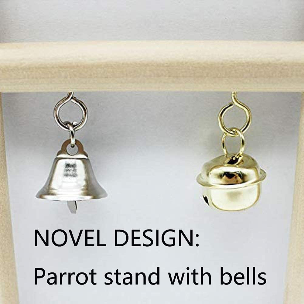 Parrot Perches Hanging Toys Natural Wood Bird Swing Perches Nest Play Stand Platform with Bells for Finch Parakeet Budgie African Grey Activity Cage Accessories Animals & Pet Supplies > Pet Supplies > Bird Supplies > Bird Gyms & Playstands Litewoo