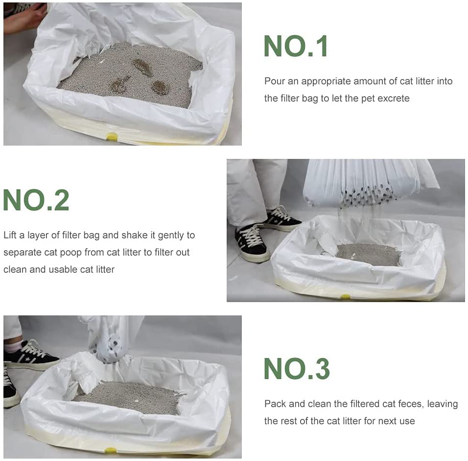 Tylu Cat Litter Box Liners, 35 Count Jumbo Cat Litter Bags Kitty Sifting Litter Liners Pet Cleaning Supplies with Durable Drawstring Contains 30 Screening Bags with Holes + 5 Non-Porous Screening Bag Animals & Pet Supplies > Pet Supplies > Cat Supplies > Cat Litter Box Liners Tylu