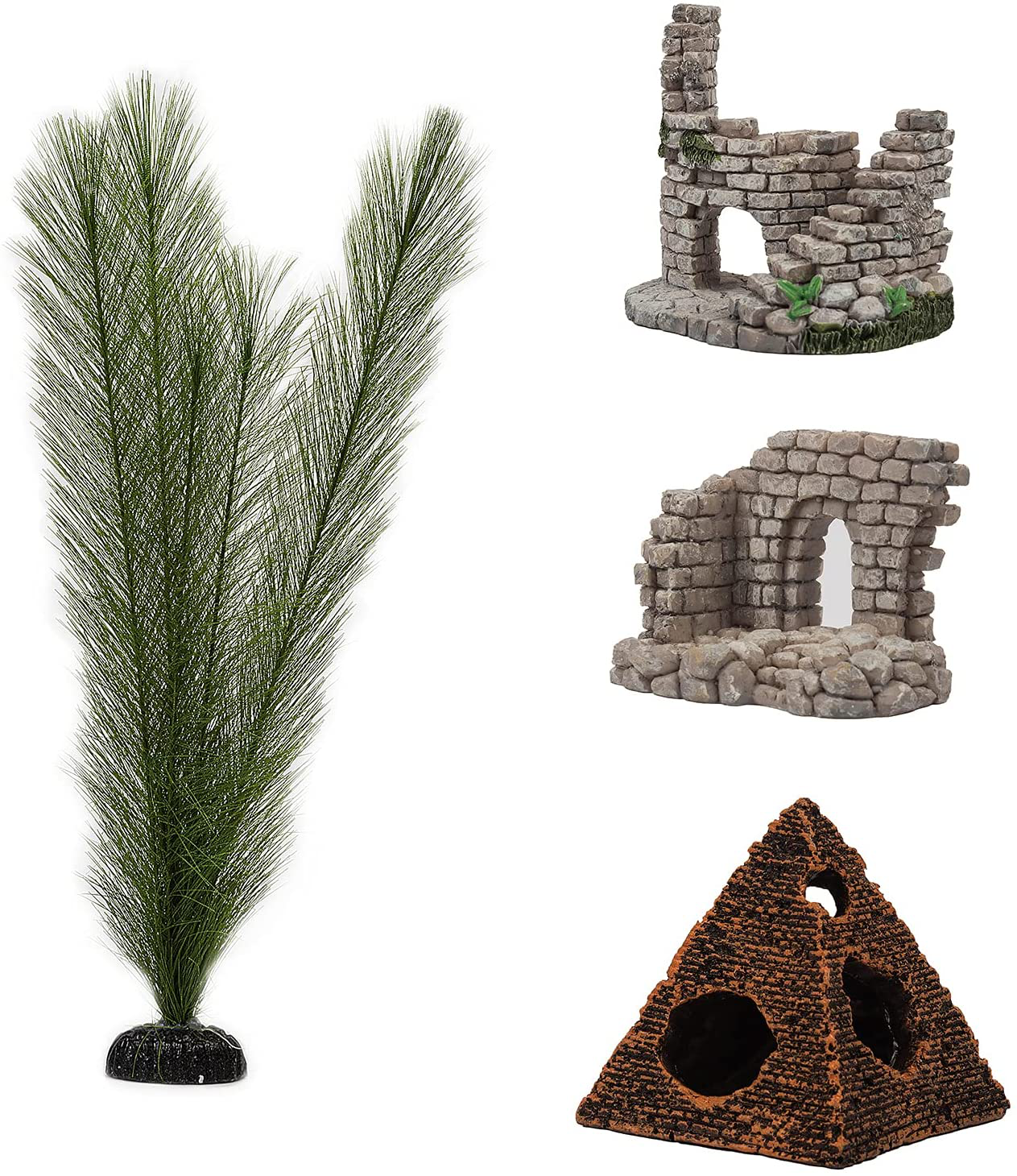 Petgoal 5 Pack Aquarium Tank,Spongebob Fish Tank Decorations,Aquarium Decor,Reptile Decor,Aquarium Accessories,Turtle Tank Decorations SC04-B Animals & Pet Supplies > Pet Supplies > Fish Supplies > Aquarium Decor Petgoal Pyramid