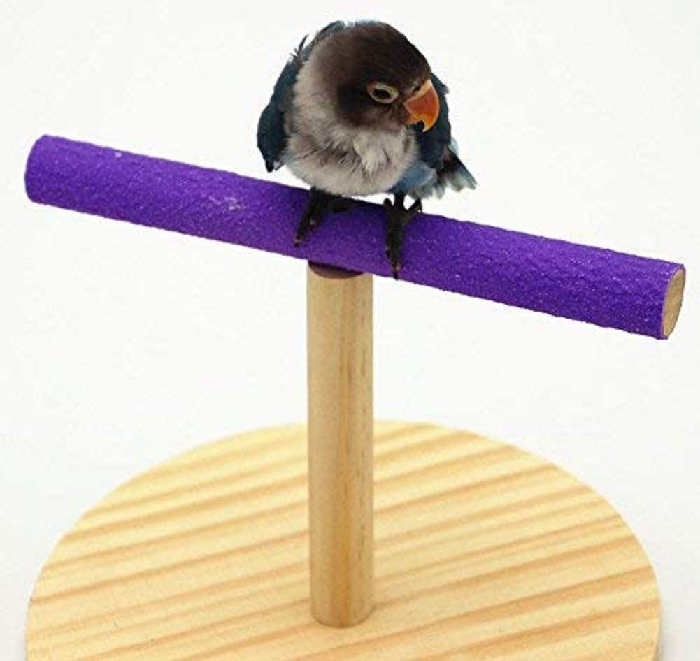 Parrot Perch Bird Stand Natural Wood Quartz Sand Birdcage Play Gym T Perch Fits for Budgies Parakeet Cockatiel Conure Lovebirds Animals & Pet Supplies > Pet Supplies > Bird Supplies > Bird Gyms & Playstands Litewood