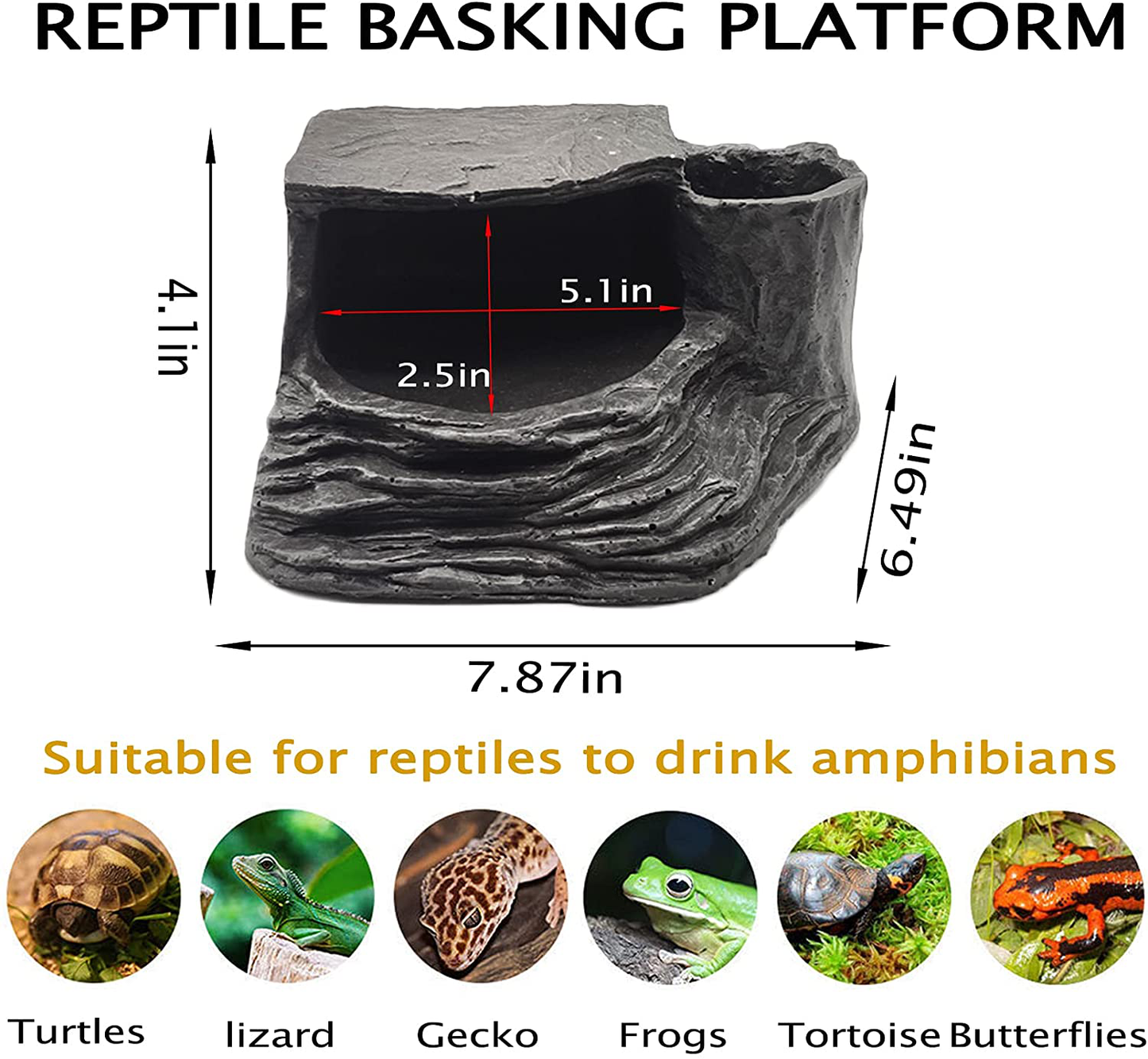 Hamiledyi Turtles Basking Rock Platform Tortoise Climbing Step Ledge Resin Resting Dock Reptile Hiding Terrace Stone Amphibian Habitat Hideouts for Gecko Frogs Newts Chameleons Lizard Animals & Pet Supplies > Pet Supplies > Reptile & Amphibian Supplies > Reptile & Amphibian Habitats Hamiledyi