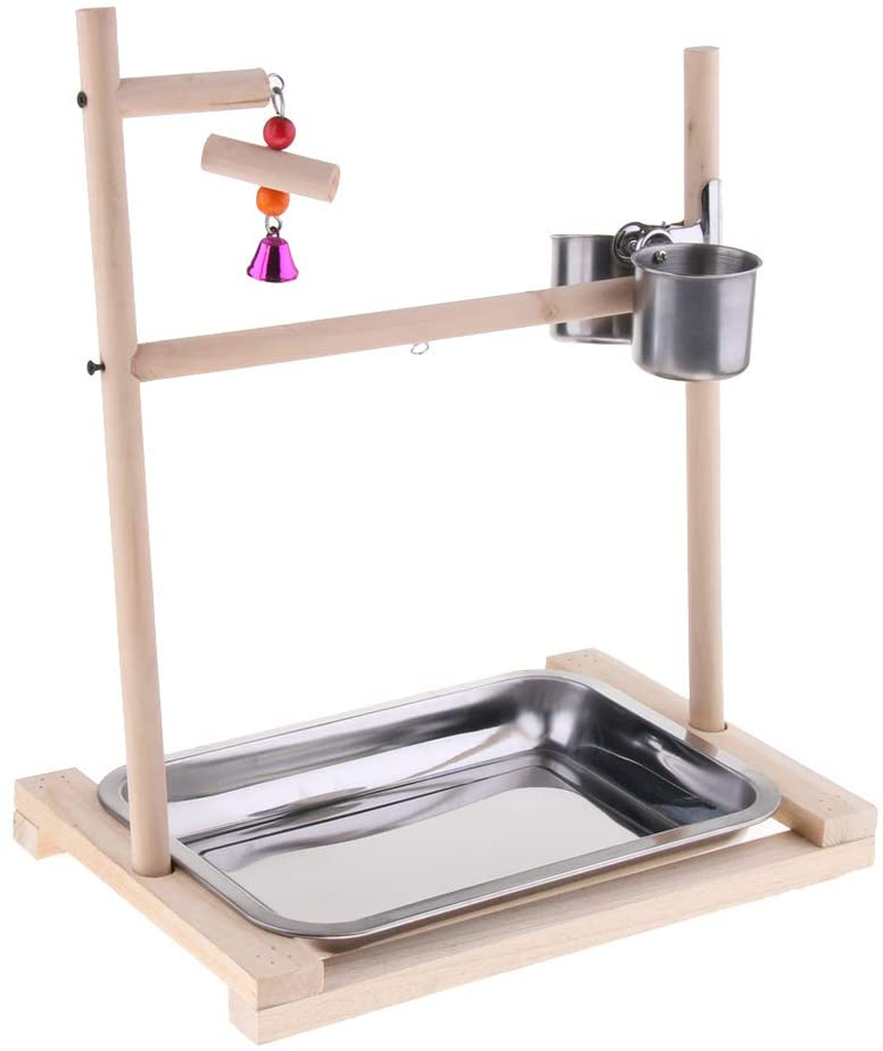 Baosity Table Top Parrot Play Stand Gym Birds Toy with Stainless Steel Feeder Cups Bowl #3 Animals & Pet Supplies > Pet Supplies > Bird Supplies > Bird Gyms & Playstands Baosity