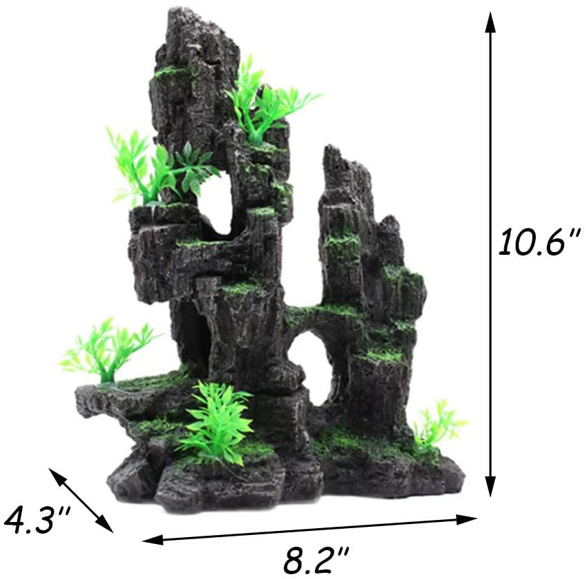 Tfwadmx Aquarium Mountain View Moss Tree Rock Cave Fish Tank Stone Ornament Landscape Aquarium Decoration with Small Plants Animals & Pet Supplies > Pet Supplies > Fish Supplies > Aquarium Decor Tfwadmx