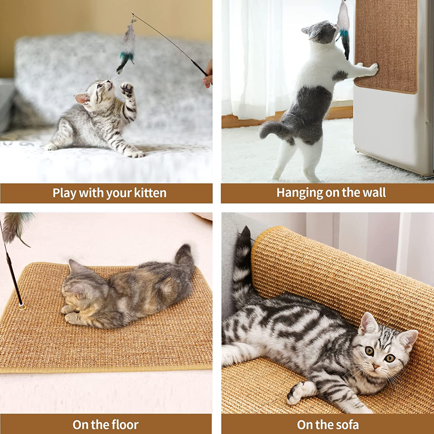 JOEJOY Cat Scratch Pad , 23.6 X 15.7 Inch Natural Sisal Cat Scratching Pad, Cat Scratcher Mat,Protect Couch Carpets and Furniture Animals & Pet Supplies > Pet Supplies > Cat Supplies > Cat Furniture JOEJOY