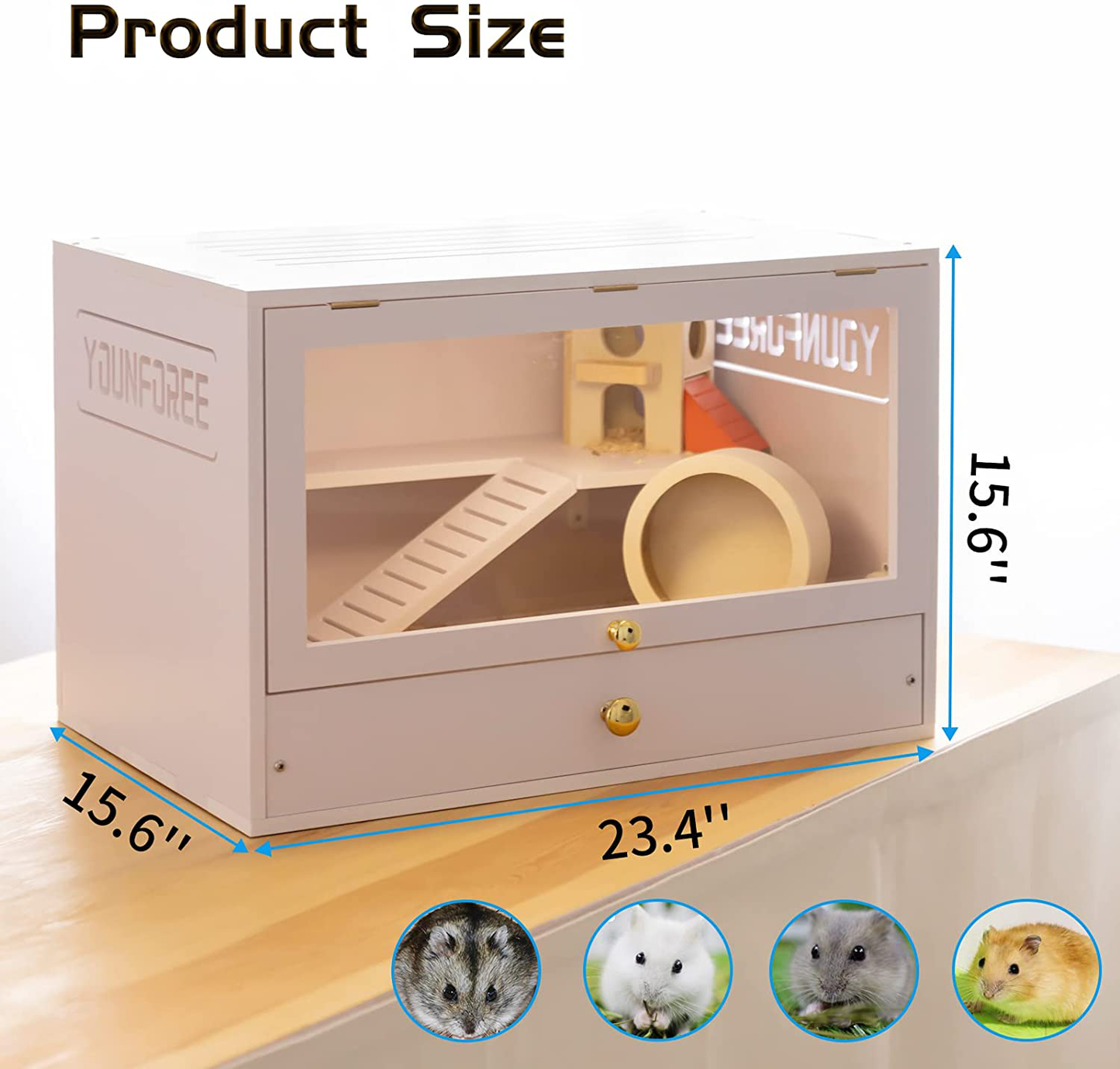 Hamster Cage, YOUNFOREE Hamster Rat Mouse Gerbil Cages House Habitats Hideout, Small Animal Cage for Hamster Gerbil Degus Mices Animals & Pet Supplies > Pet Supplies > Small Animal Supplies > Small Animal Habitat Accessories younforee