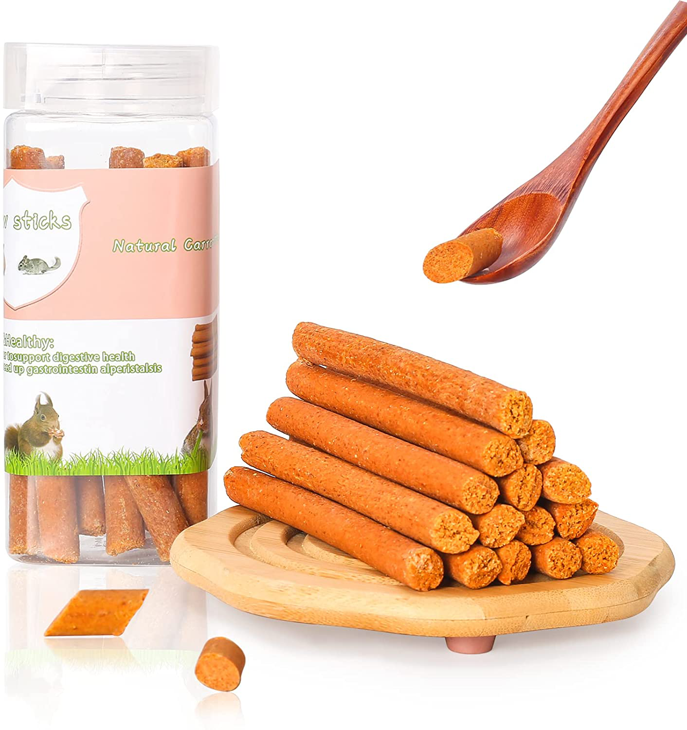 Natural Timothy Hay Sticks, Natural Apple Sticks, Natural Grass Cake, Timothy Molar Rod for Small Animals, Rabbits Chinchilla Hamsters Guinea Pigs Gerbils Groundhog Squirrels Animals & Pet Supplies > Pet Supplies > Small Animal Supplies > Small Animal Food DAMPET Carrot